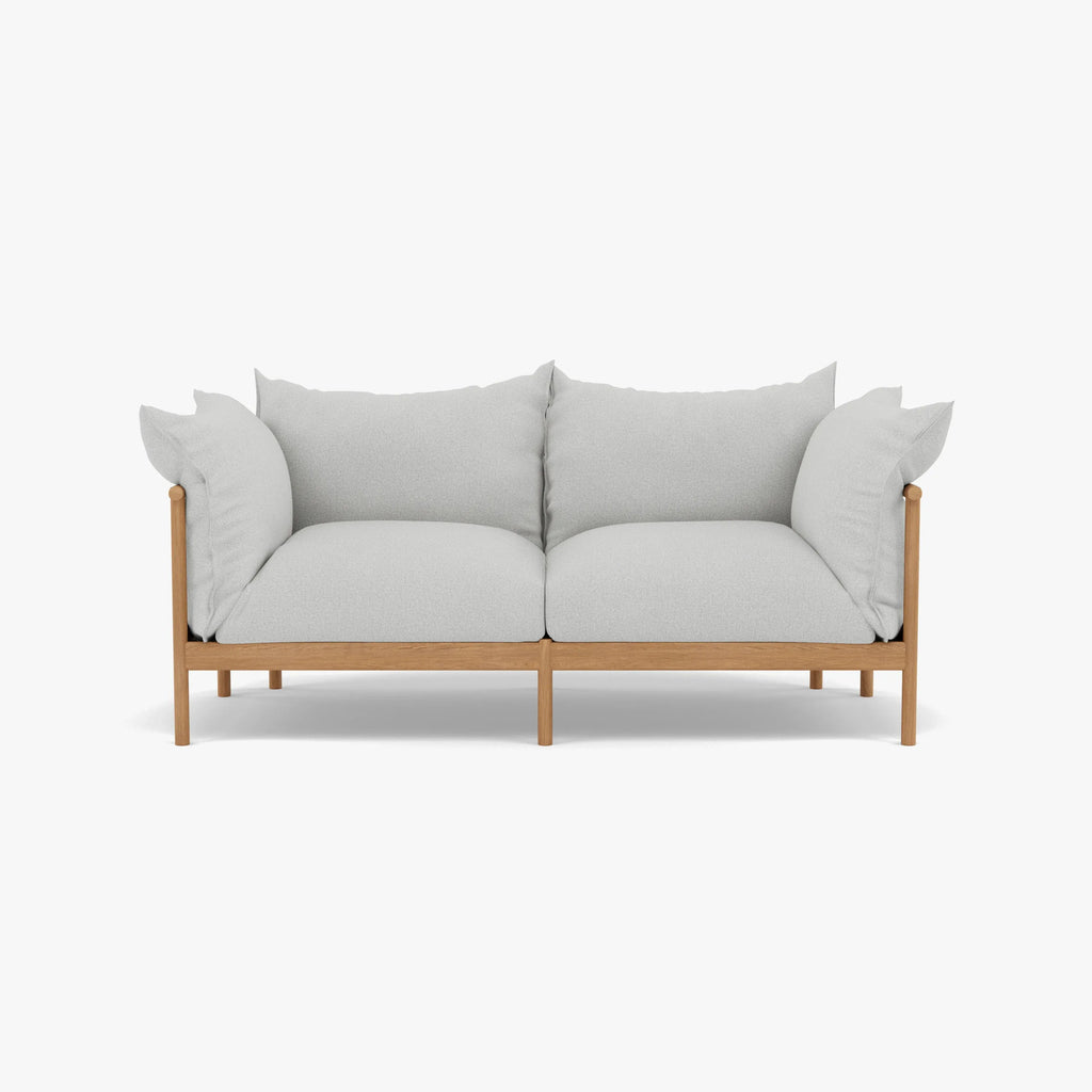 Olivia Sofa 2-Seater Soft Grey Fabric Solid American Oak