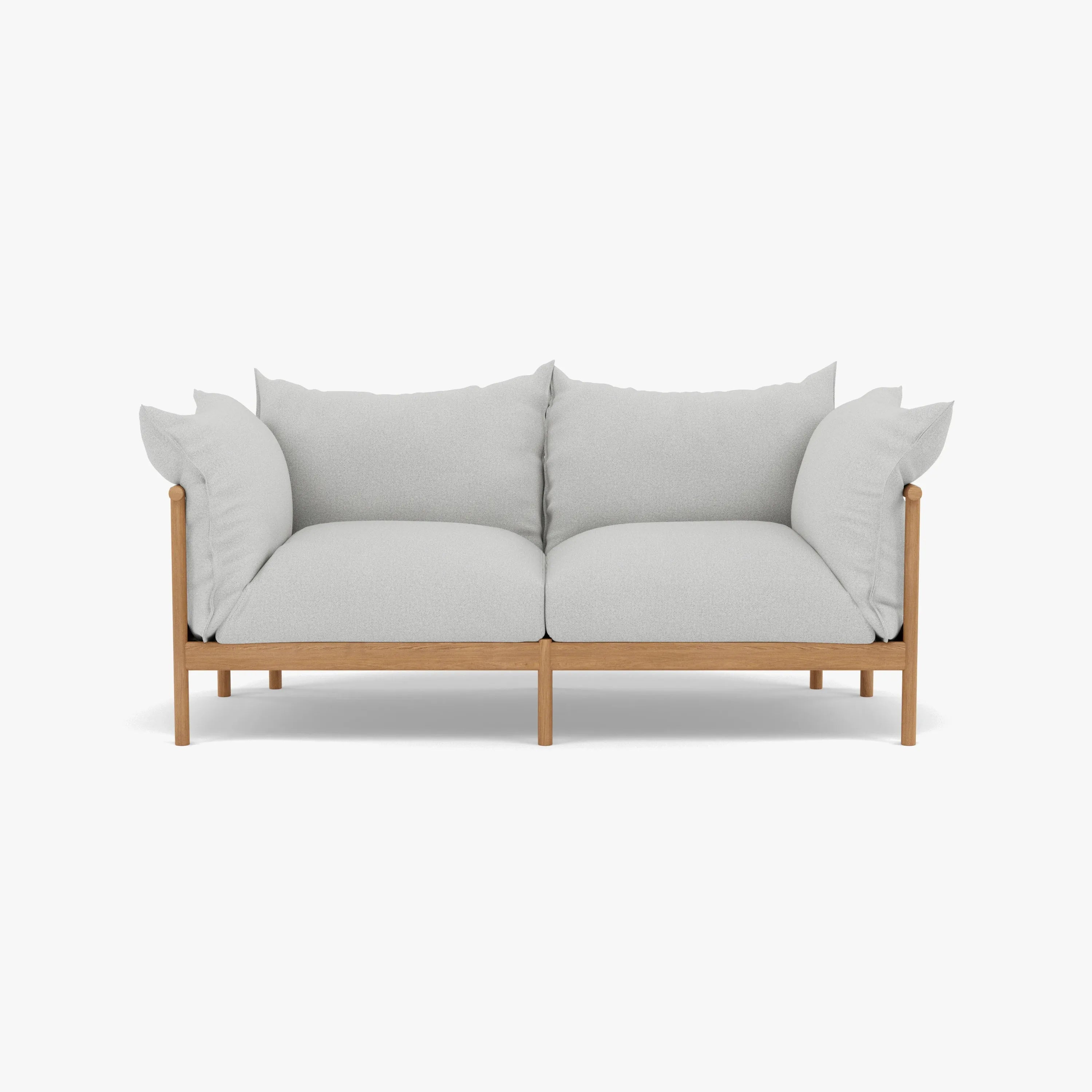 Olivia Sofa 2-Seater Soft Grey Fabric Solid American Oak