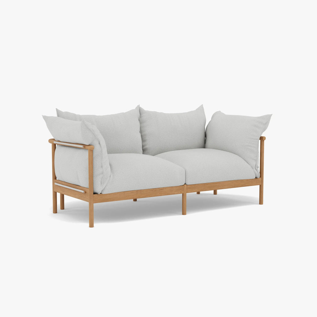 Olivia Sofa 2-Seater Soft Grey Fabric Solid American Oak