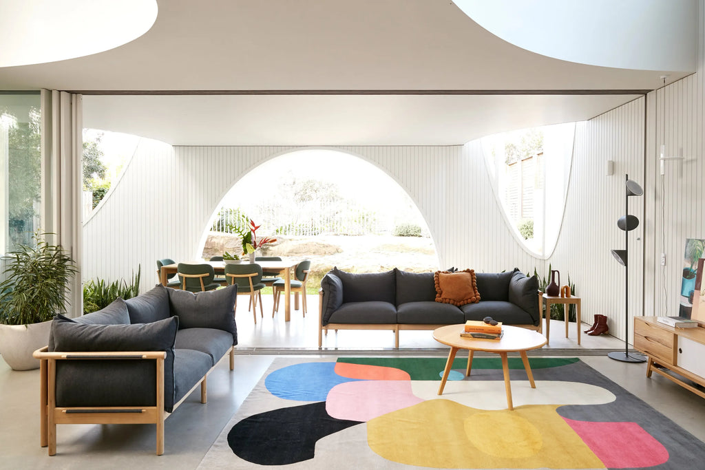 Olivia Sofa 3-Seater Granite Grey Fabric Solid American Oak