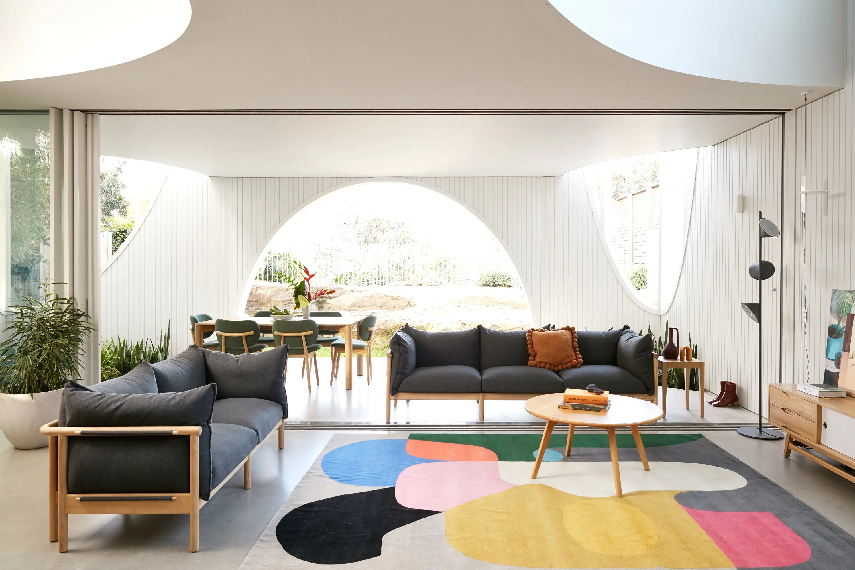 Olivia Sofa 3-Seater Granite Grey Fabric Solid American Oak