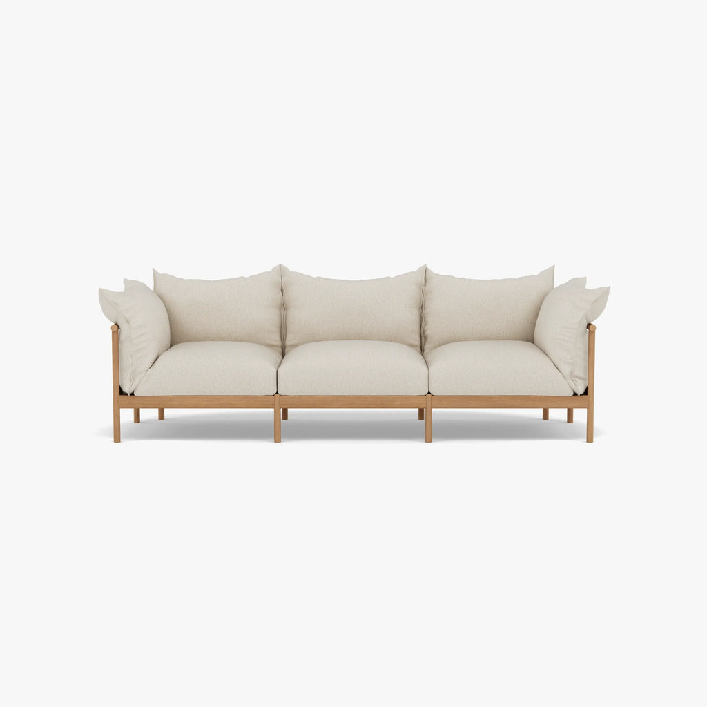 Olivia Sofa 3-Seater Sand Beige Velvet Solid American Oak