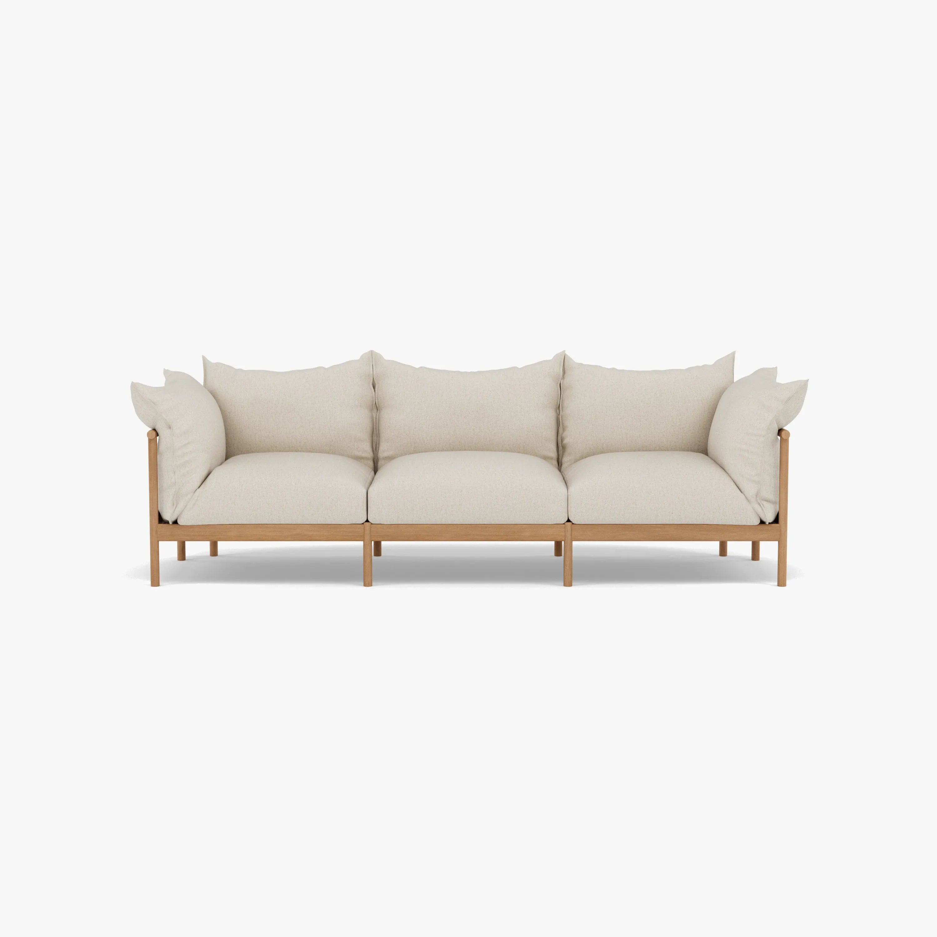 Olivia Sofa 3-Seater Sand Beige Velvet Solid American Oak