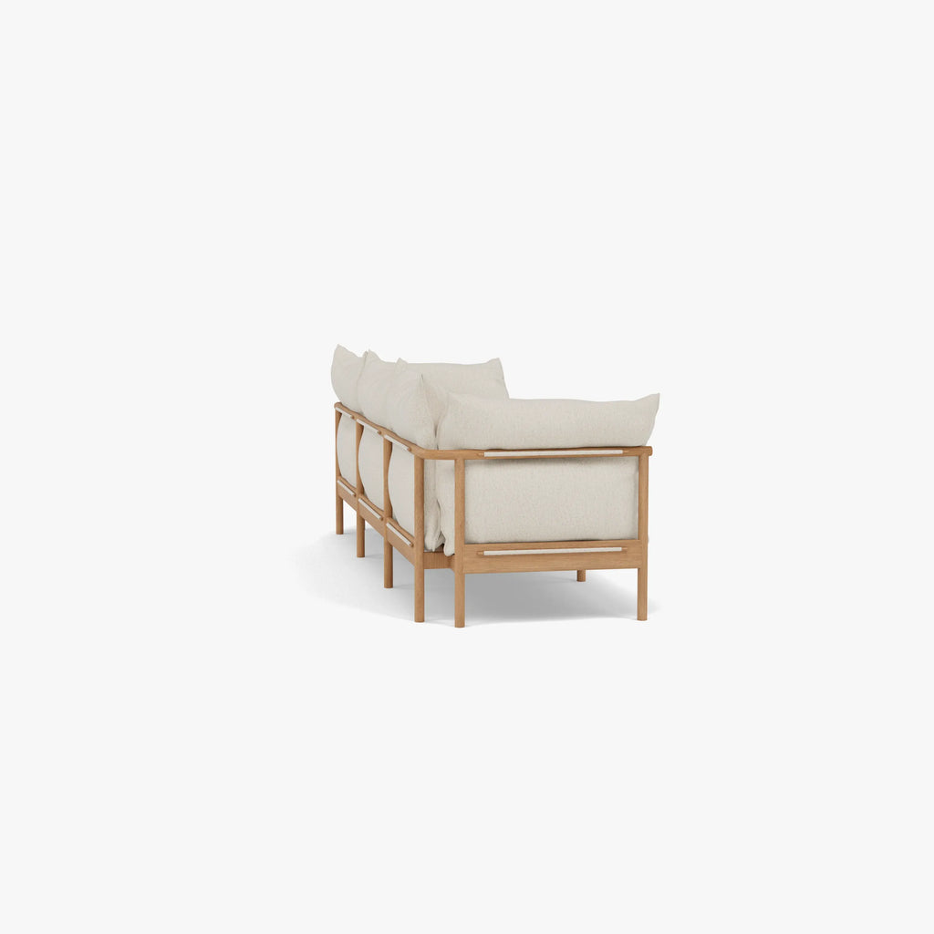 Olivia Sofa 3-Seater Sand Beige Velvet Solid American Oak