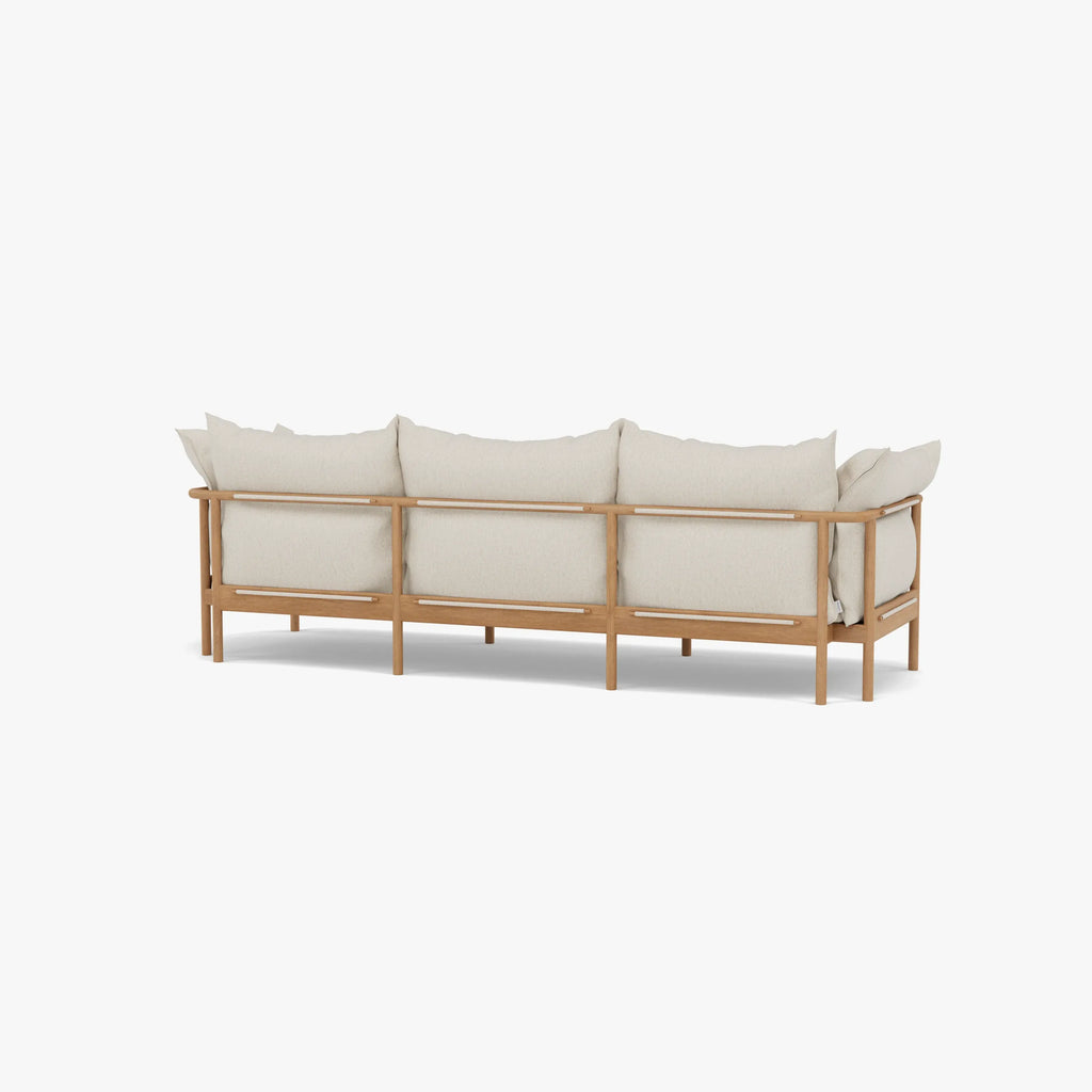 Olivia Sofa 3-Seater Sand Beige Velvet Solid American Oak