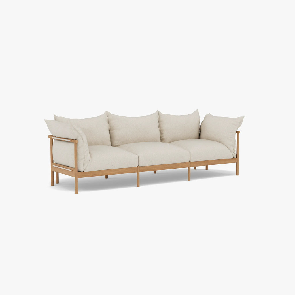 Olivia Sofa 3-Seater Sand Beige Velvet Solid American Oak