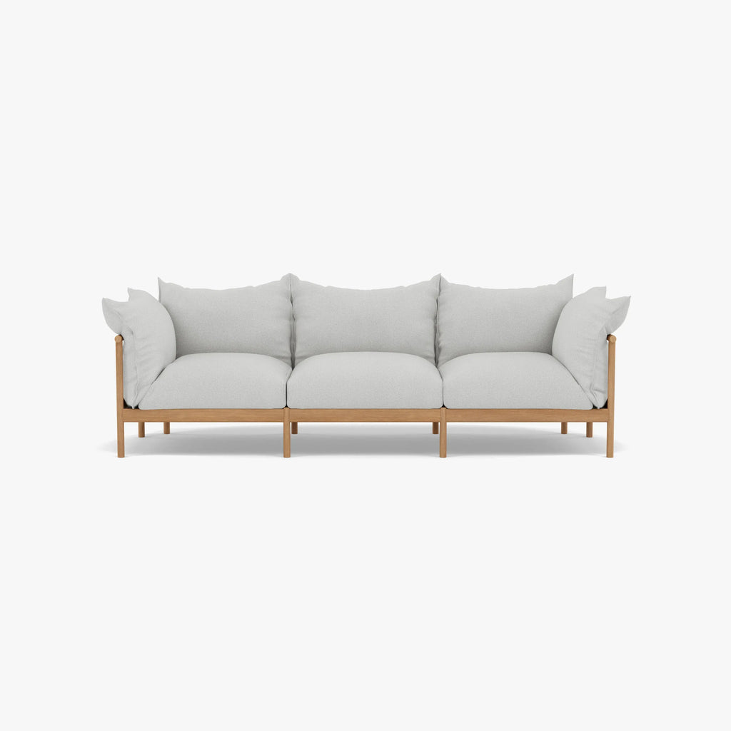 Olivia Sofa 3-Seater Soft Grey Fabric Solid American Oak