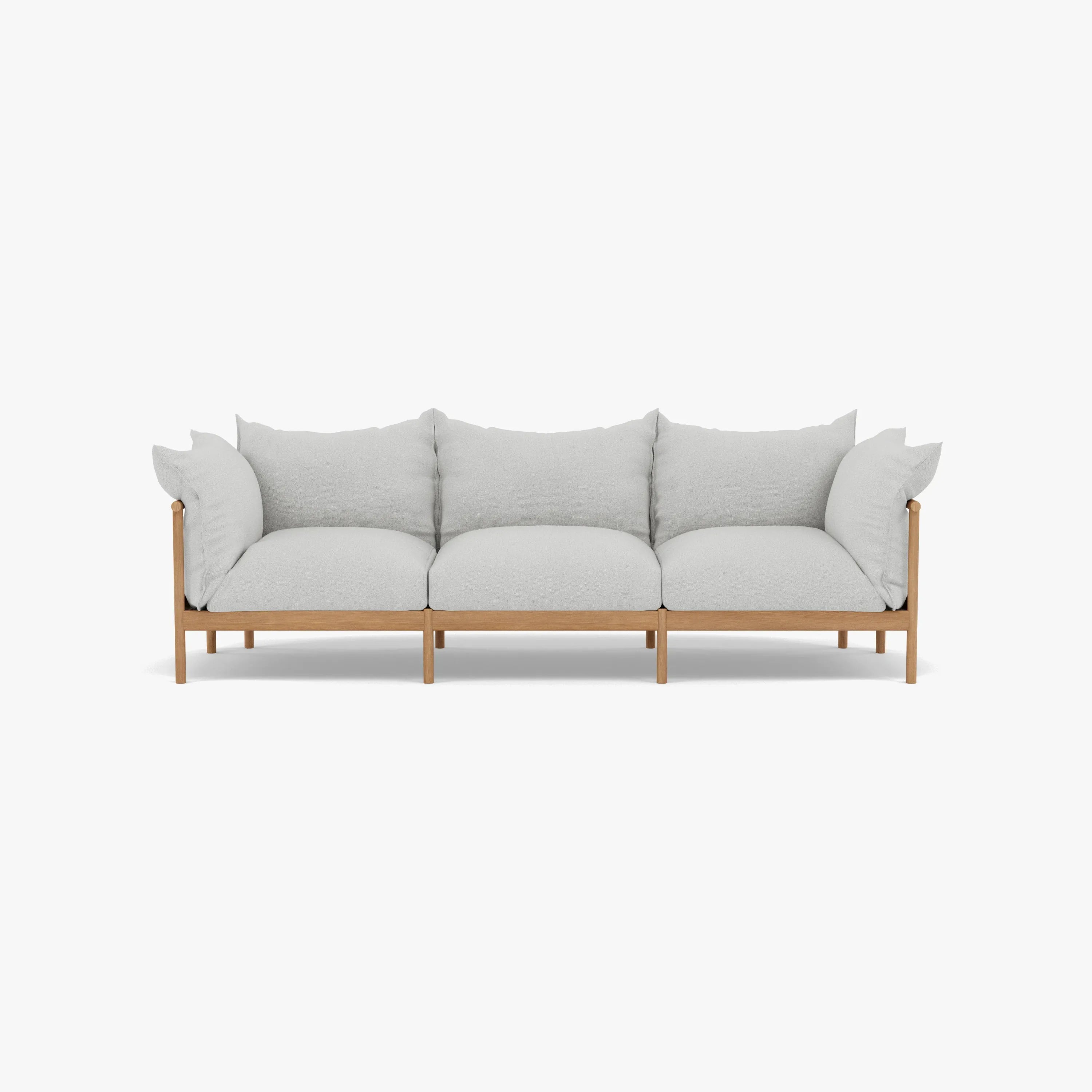 Olivia Sofa 3-Seater Soft Grey Fabric Solid American Oak