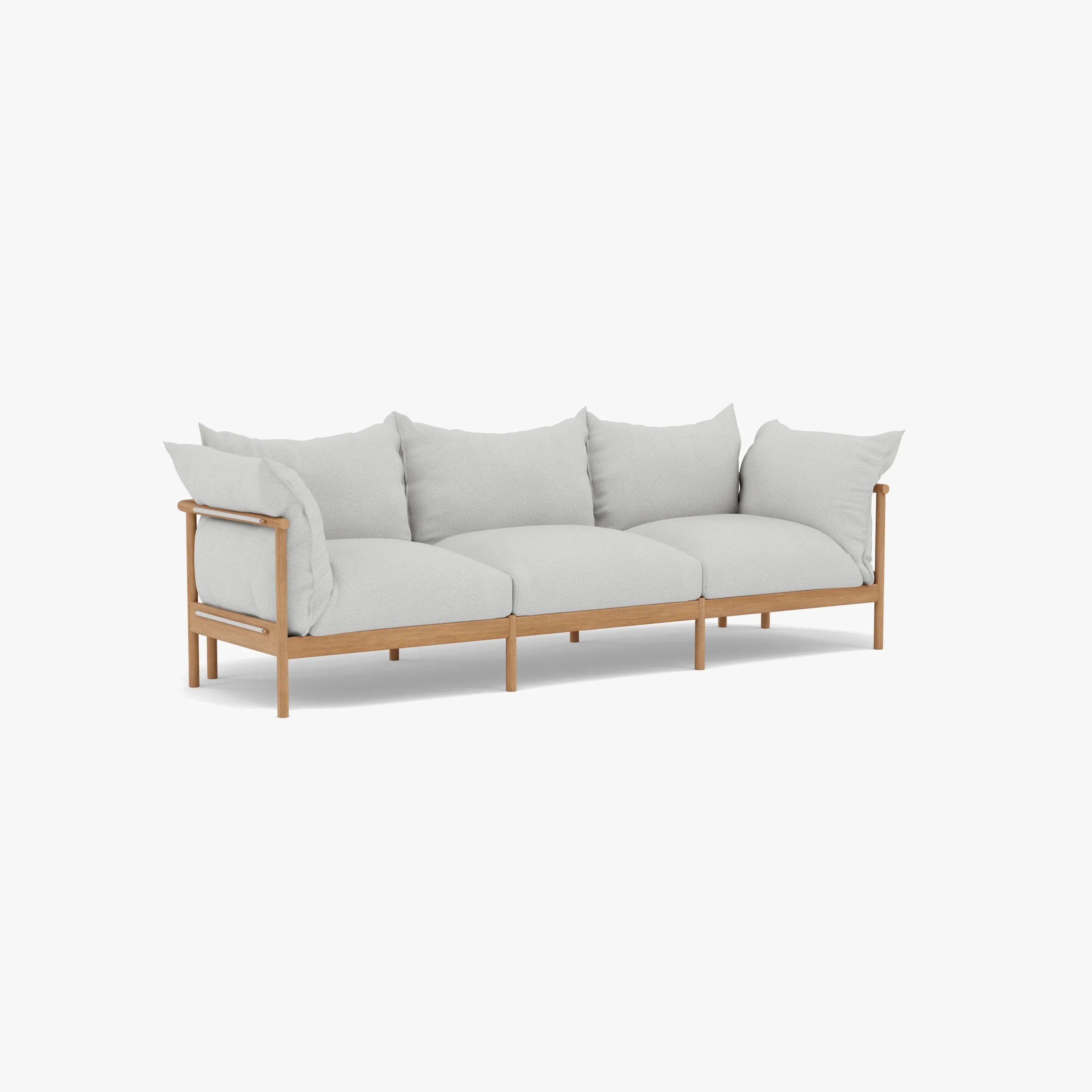 Olivia Sofa 3-Seater Soft Grey Fabric Solid American Oak