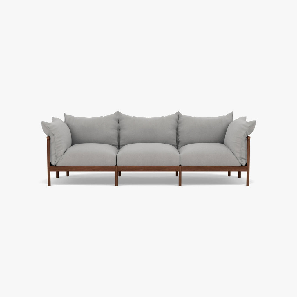 Olivia Sofa 3-Seater Urban Grey Fabric Solid American Walnut