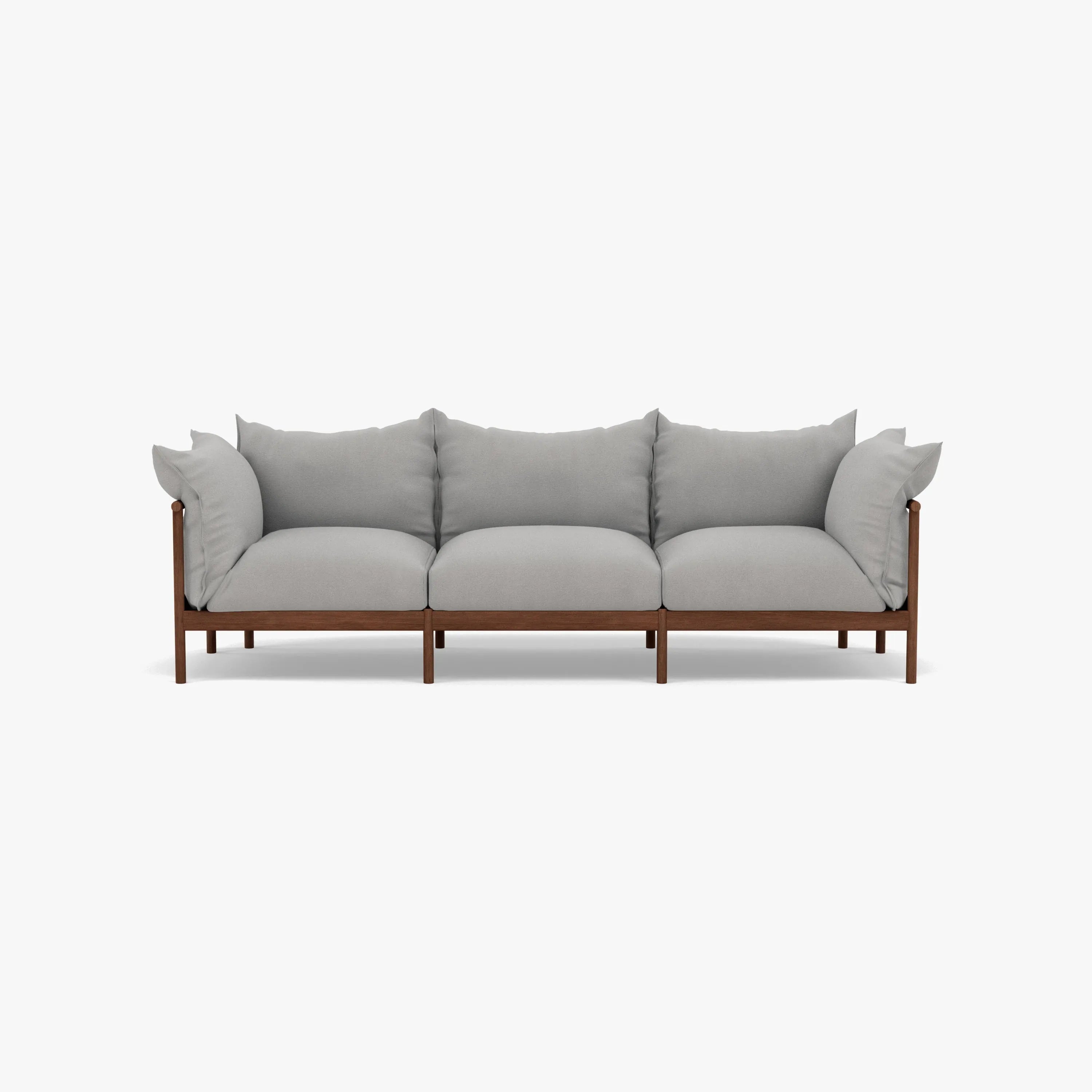 Olivia Sofa 3-Seater Urban Grey Fabric Solid American Walnut