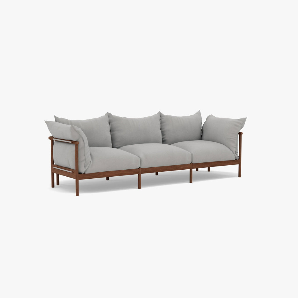 Olivia Sofa 3-Seater Urban Grey Fabric Solid American Walnut