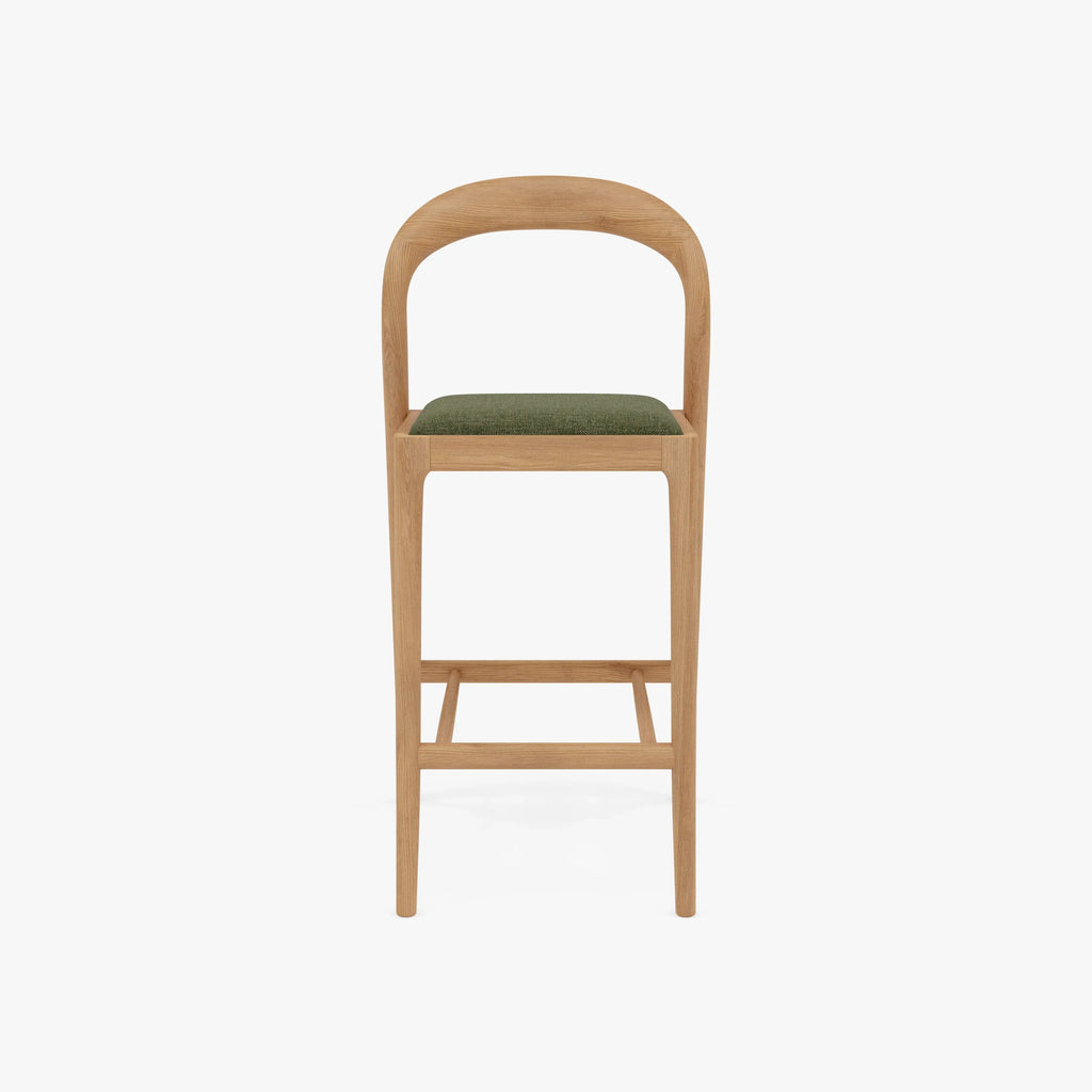 Sara Bar Stool Aloe Green Fabric Solid American Oak