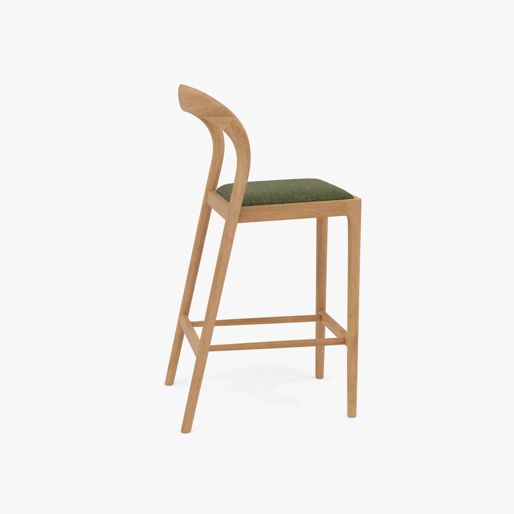 Sara Bar Stool Aloe Green Fabric Solid American Oak