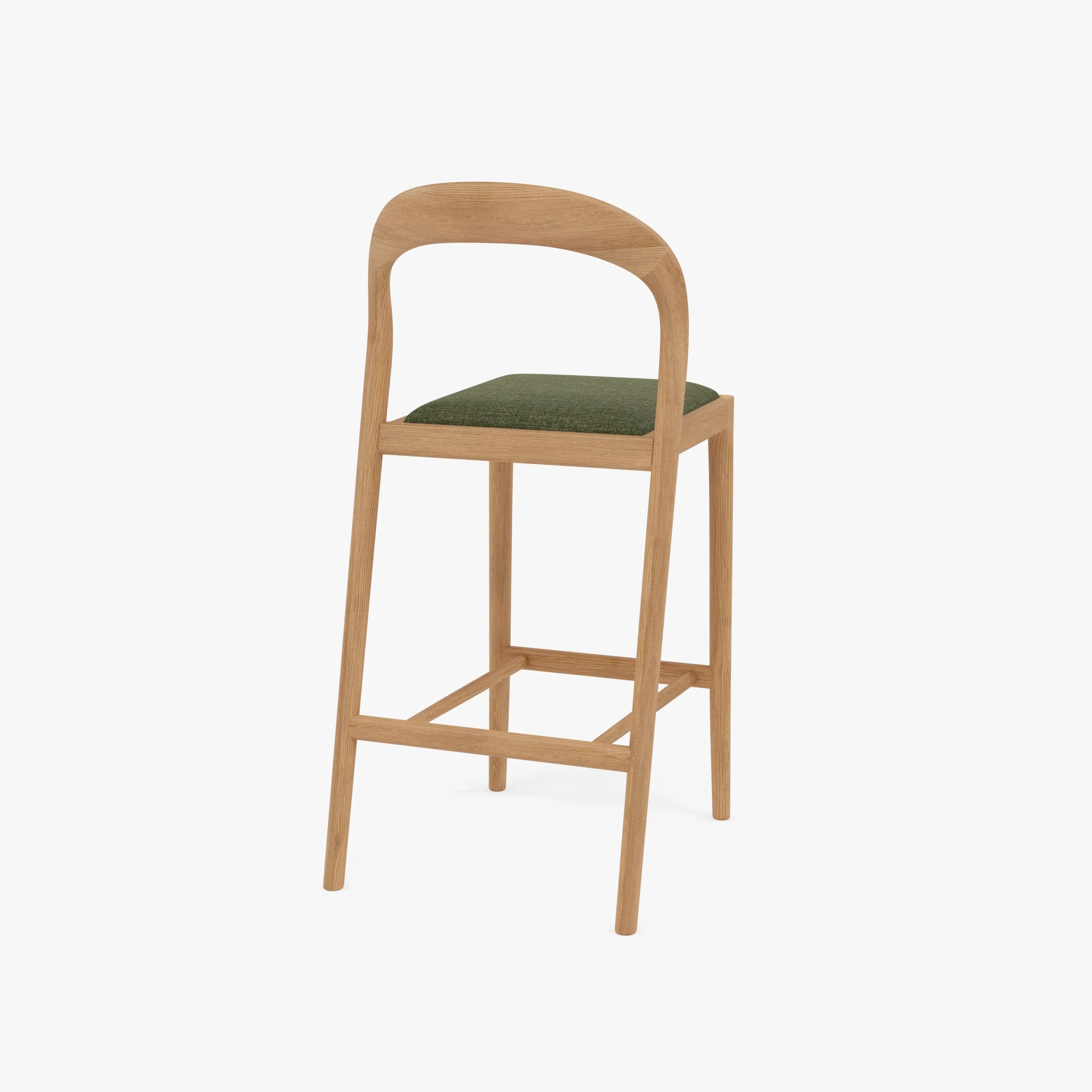 Sara Bar Stool Aloe Green Fabric Solid American Oak