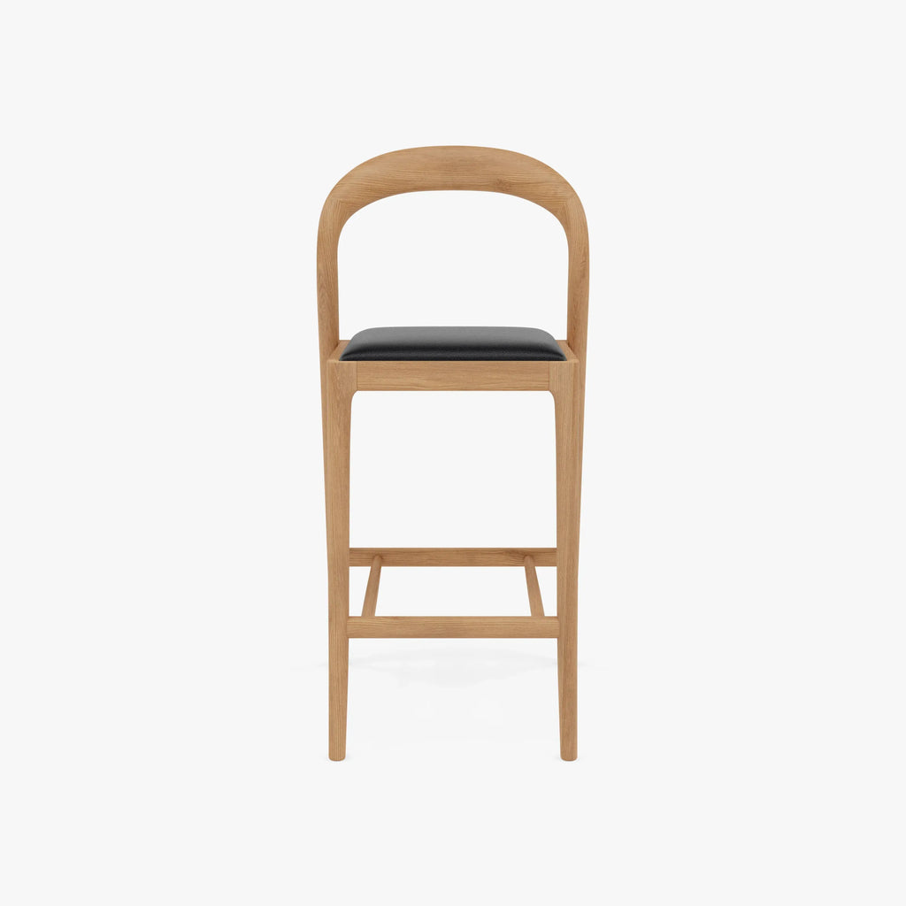 Sara Bar Stool Black Leather Solid American Oak