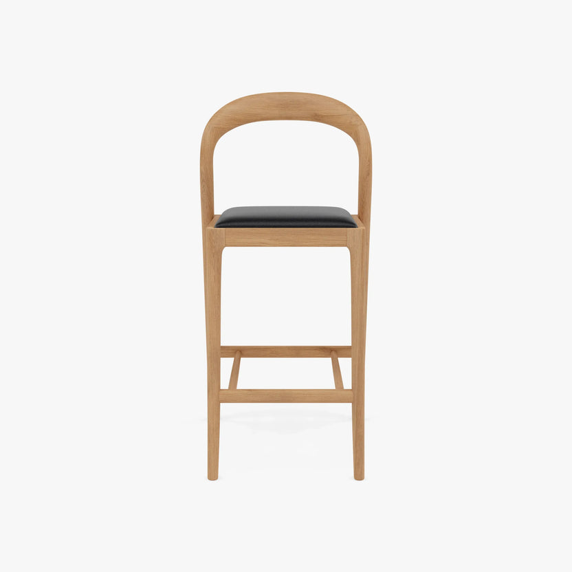 Sara Bar Stool Black Leather Solid American Oak