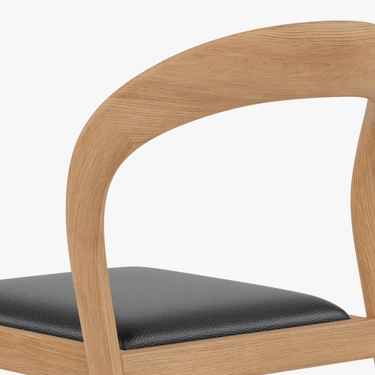 Sara Bar Stool Black Leather Solid American Oak