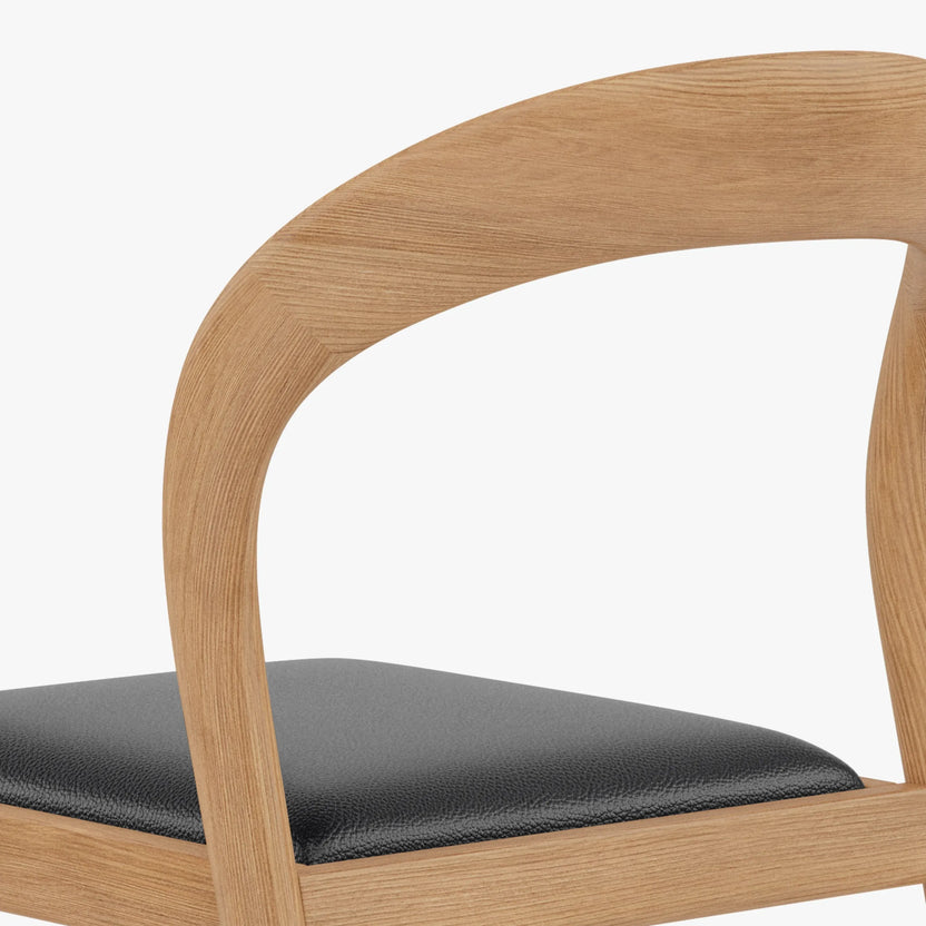 Sara Bar Stool Black Leather Solid American Oak