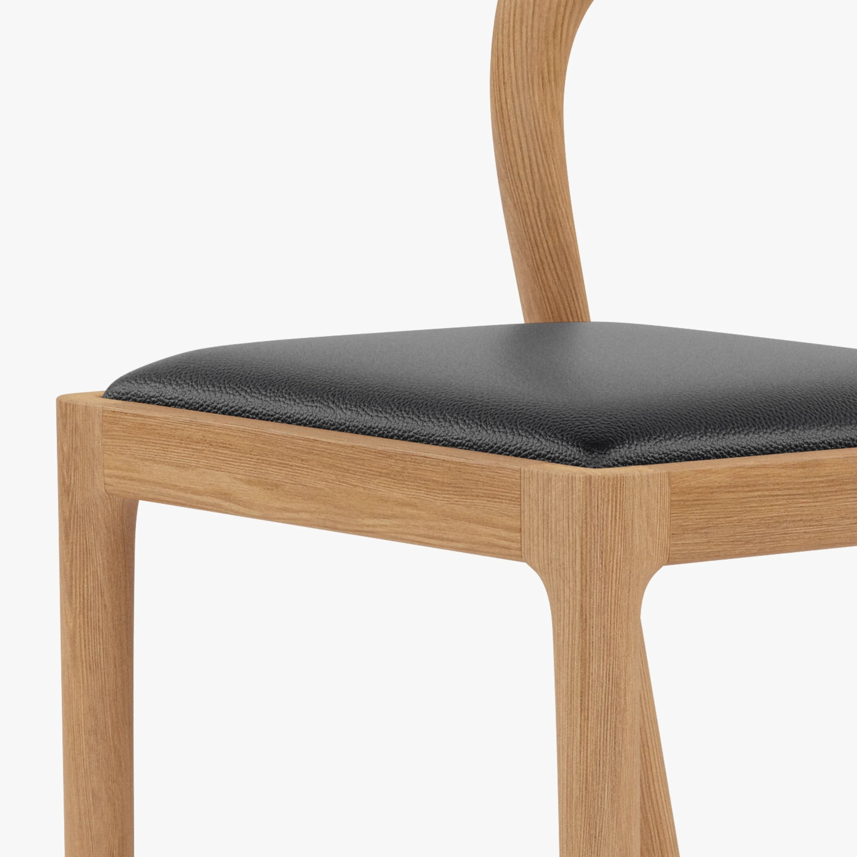 Sara Bar Stool Black Leather Solid American Oak