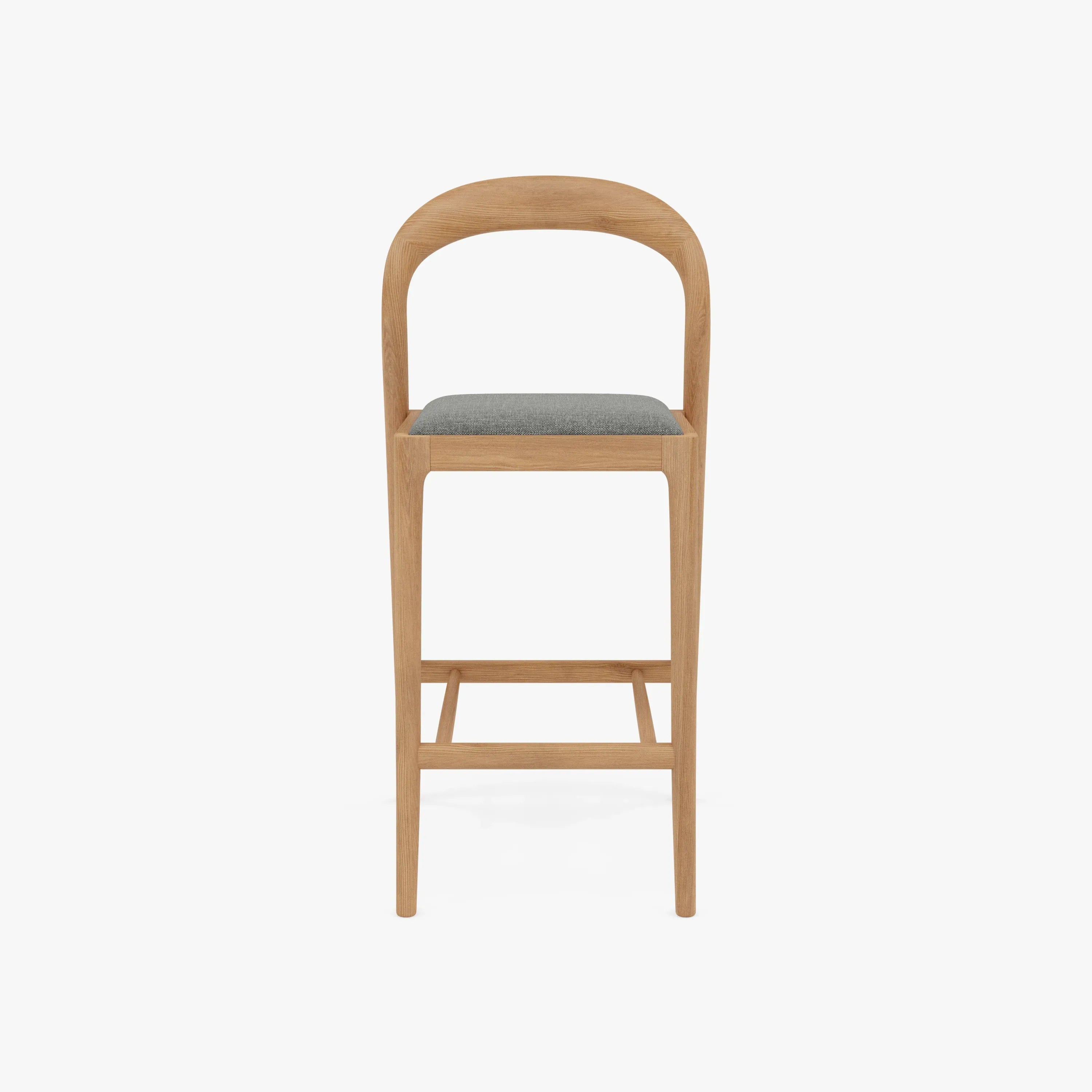 Sara Bar Stool Pewter Grey Fabric Solid American Oak