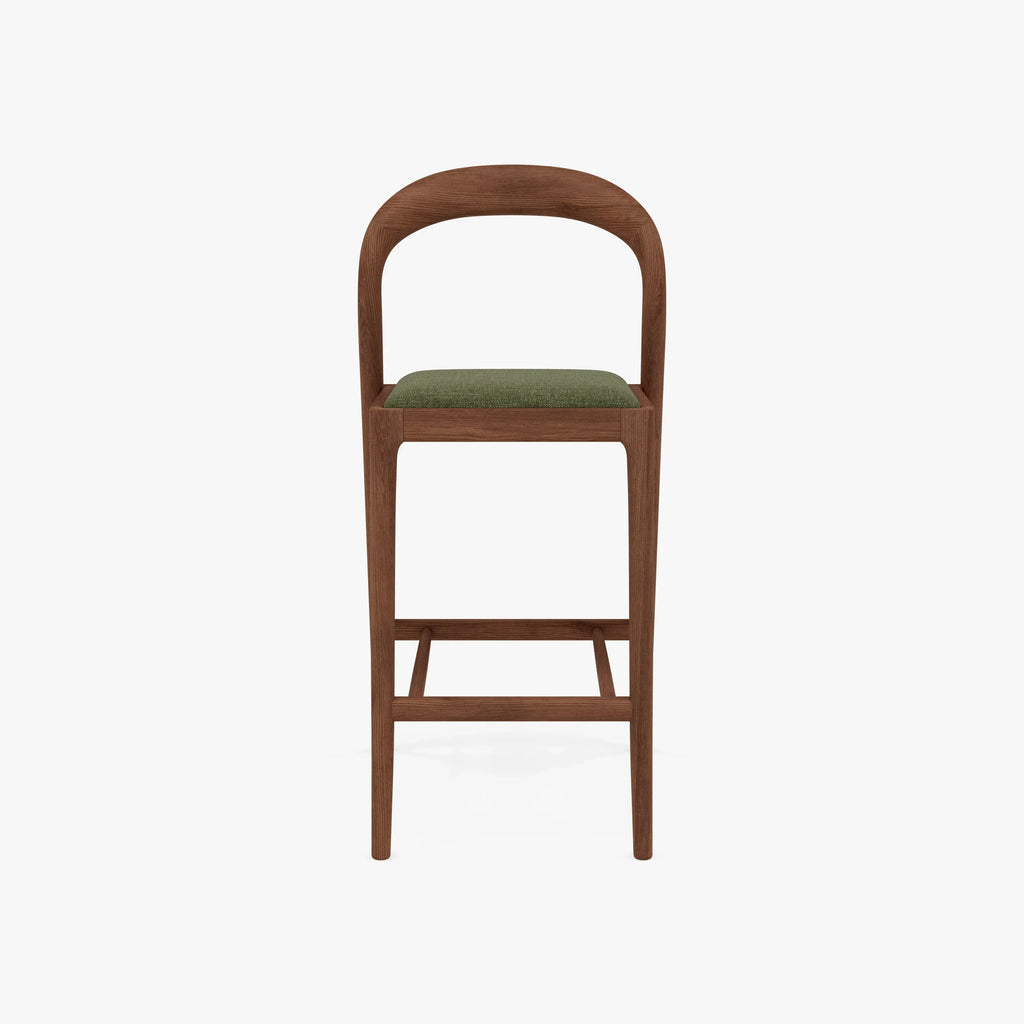 Sara Bar Stool Aloe Green Fabric Solid American Walnut