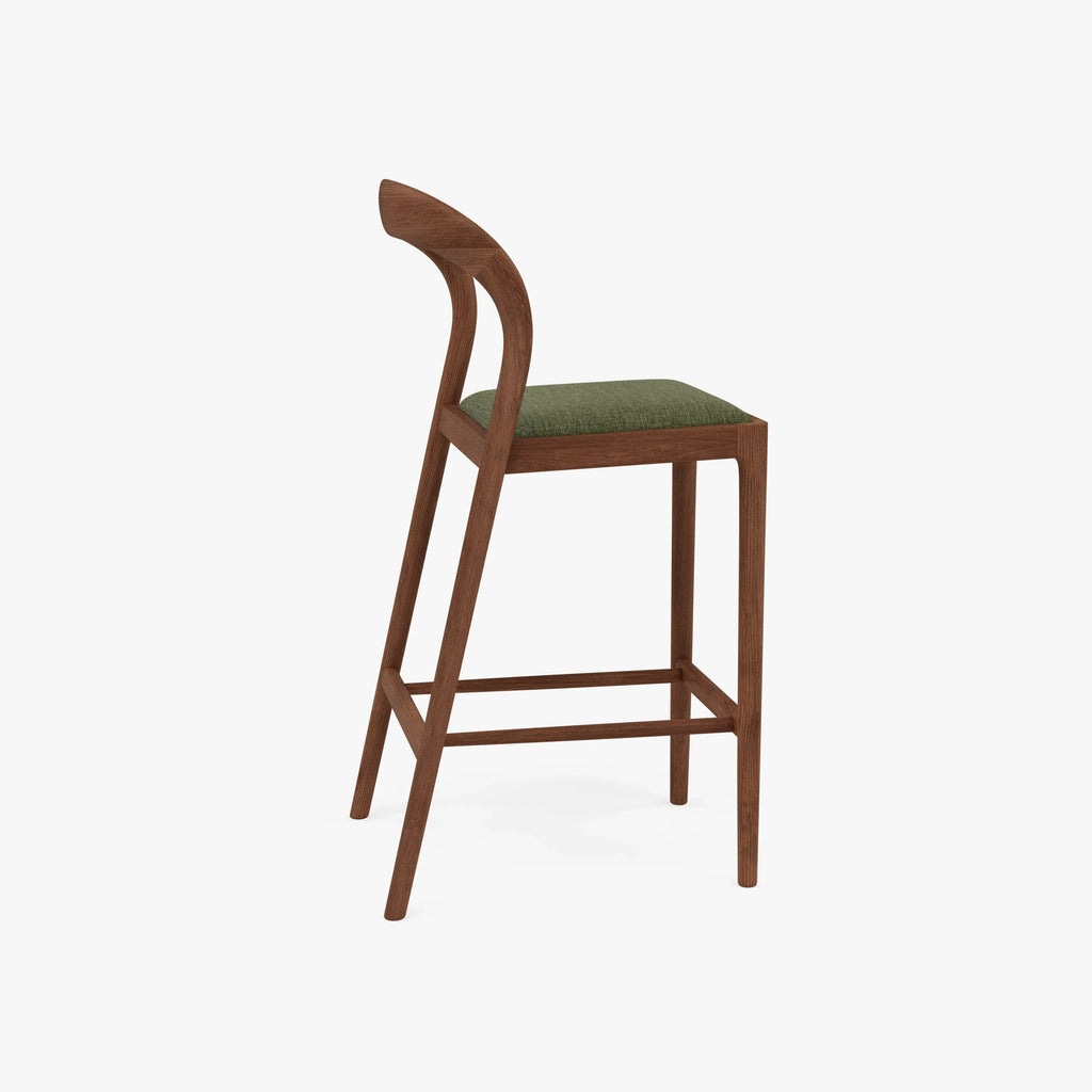Sara Bar Stool Aloe Green Fabric Solid American Walnut