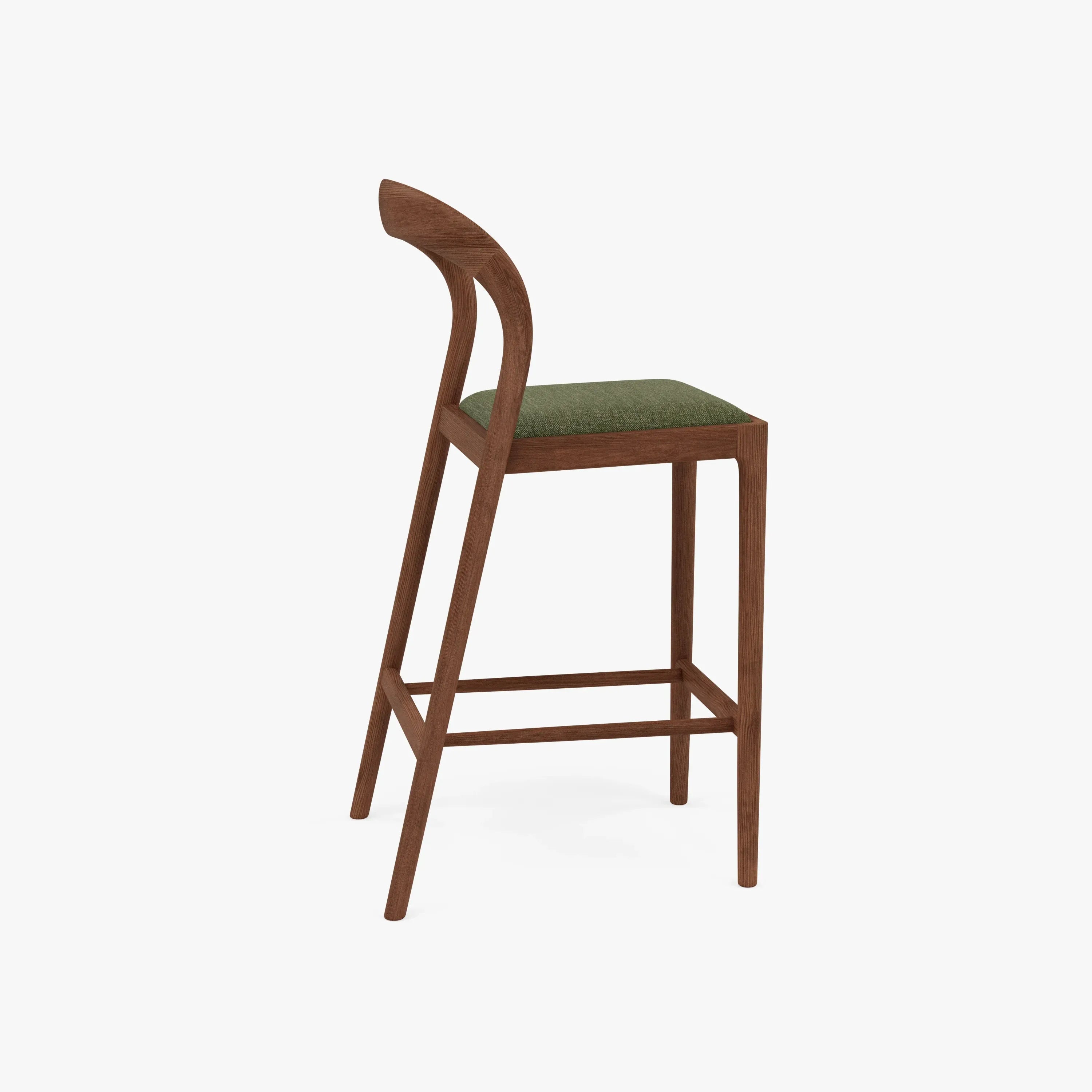 Sara Bar Stool Aloe Green Fabric Solid American Walnut