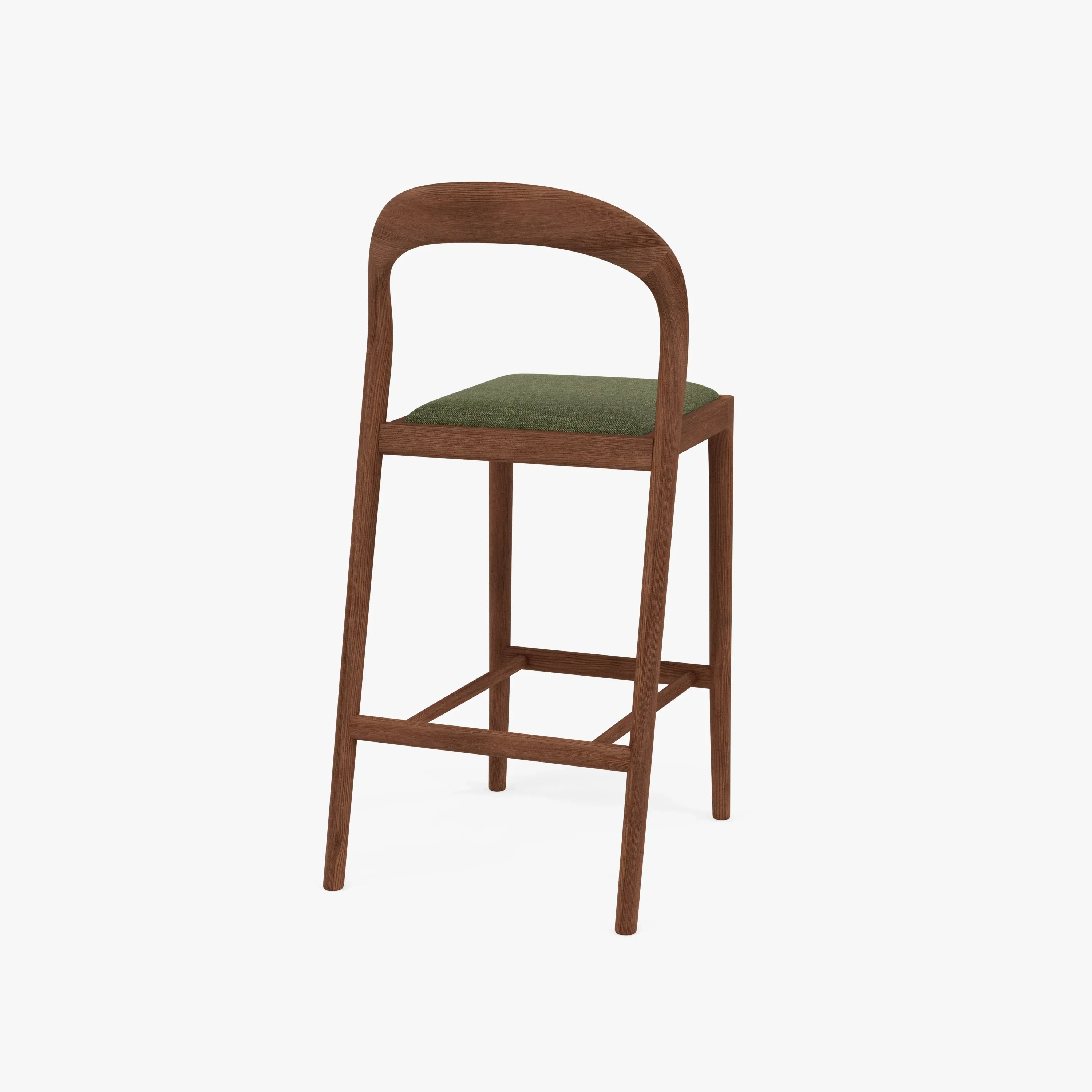 Sara Bar Stool Aloe Green Fabric Solid American Walnut