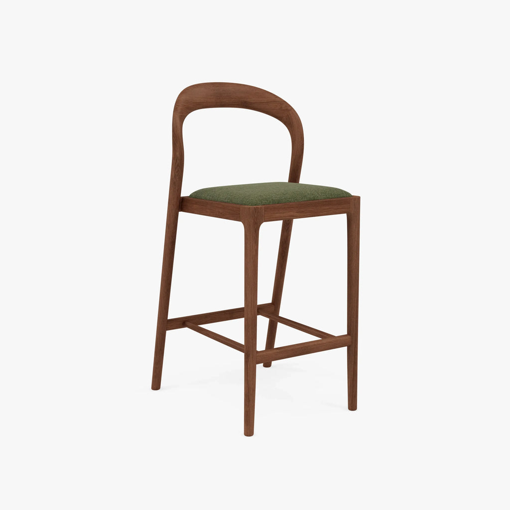 Sara Bar Stool Aloe Green Fabric Solid American Walnut