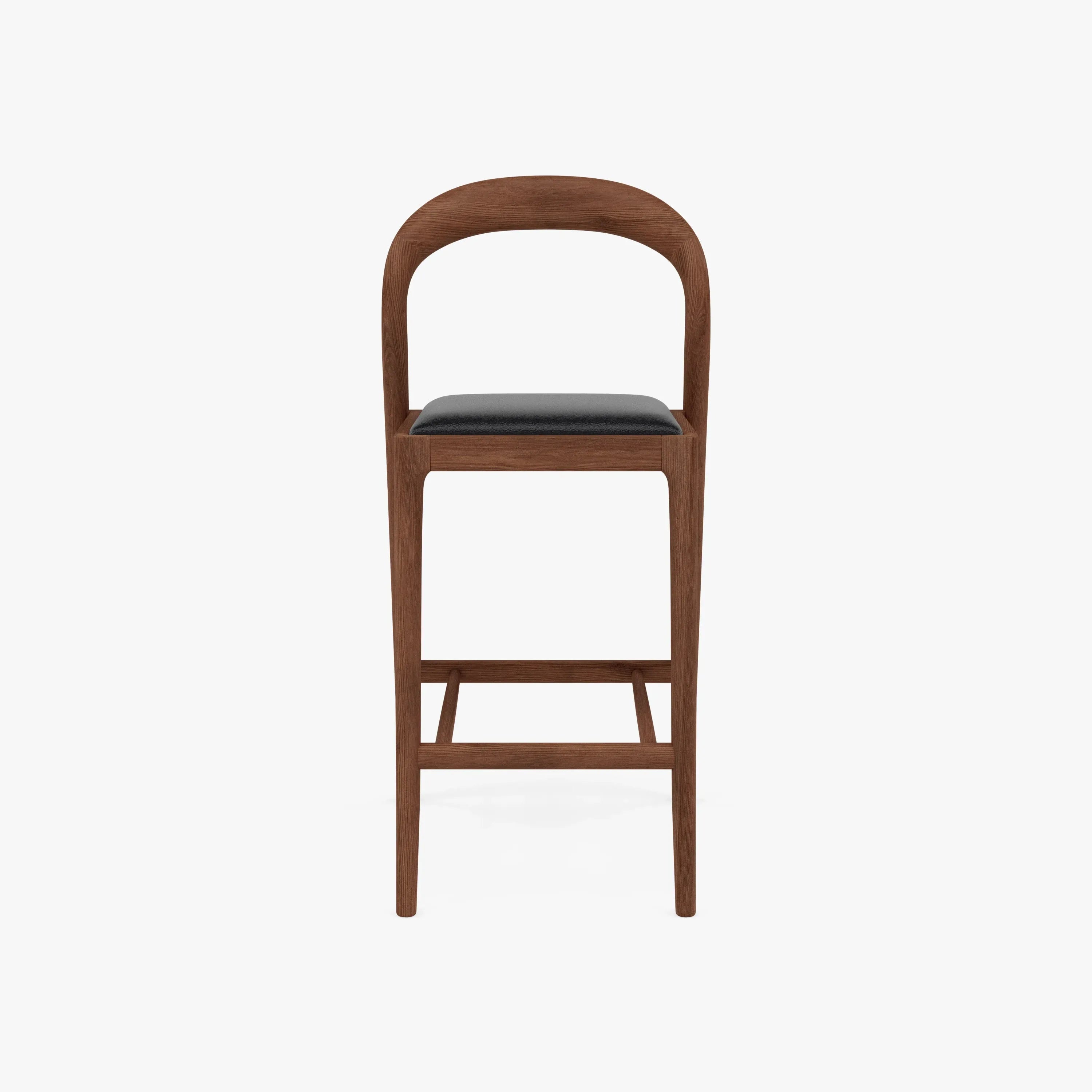 Sara Bar Stool Black Leather Solid American Walnut