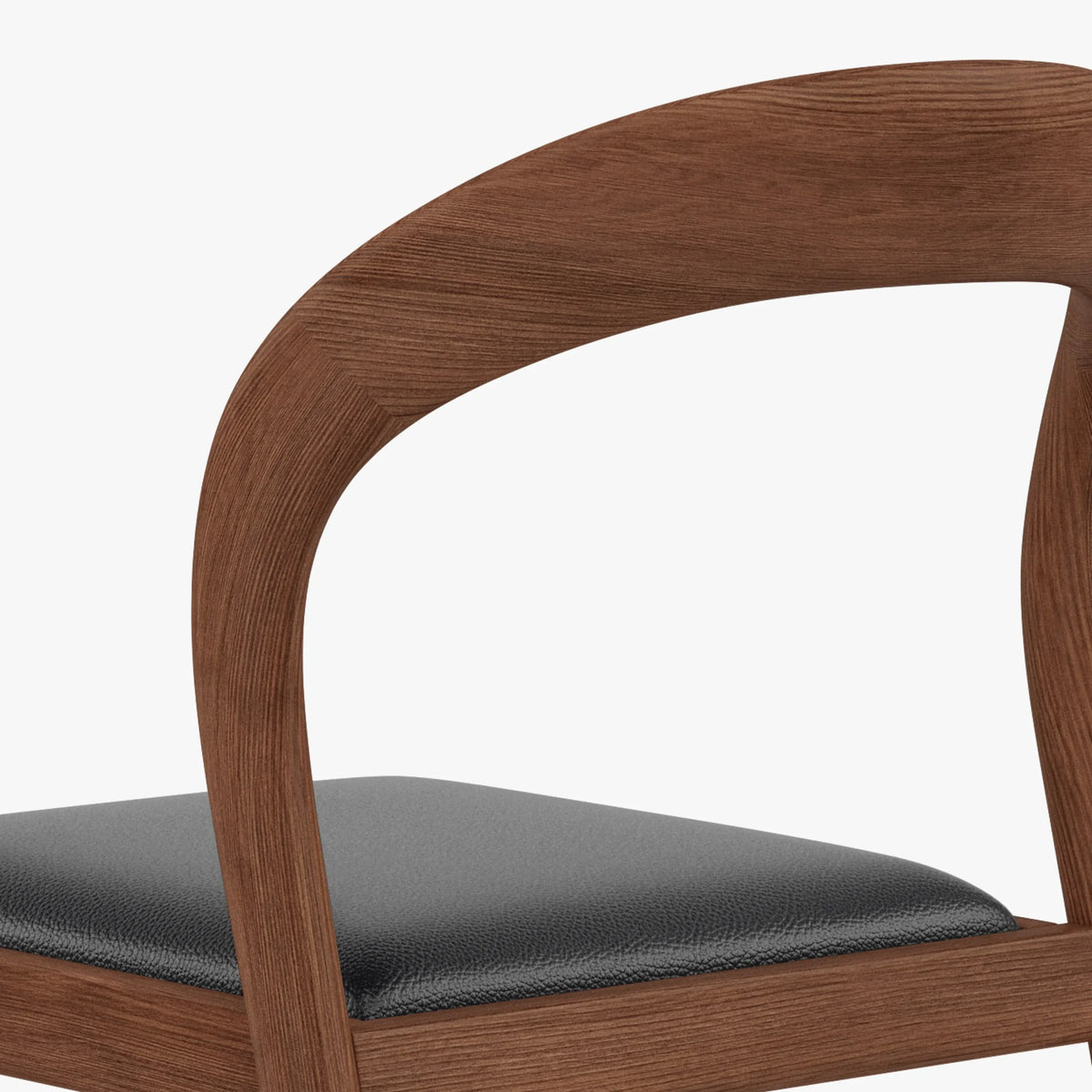 Sara Bar Stool Black Leather Solid American Walnut