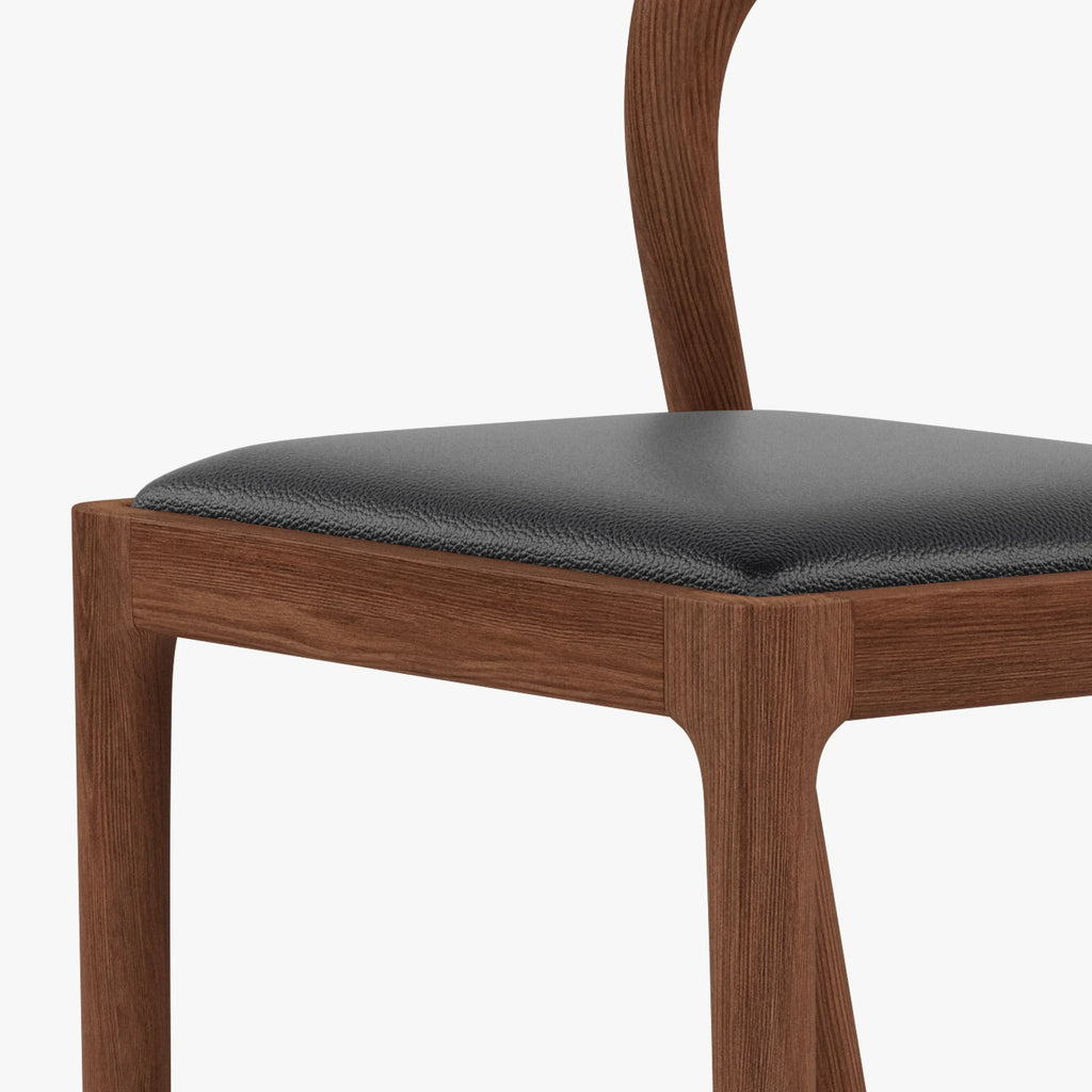 Sara Bar Stool Black Leather Solid American Walnut
