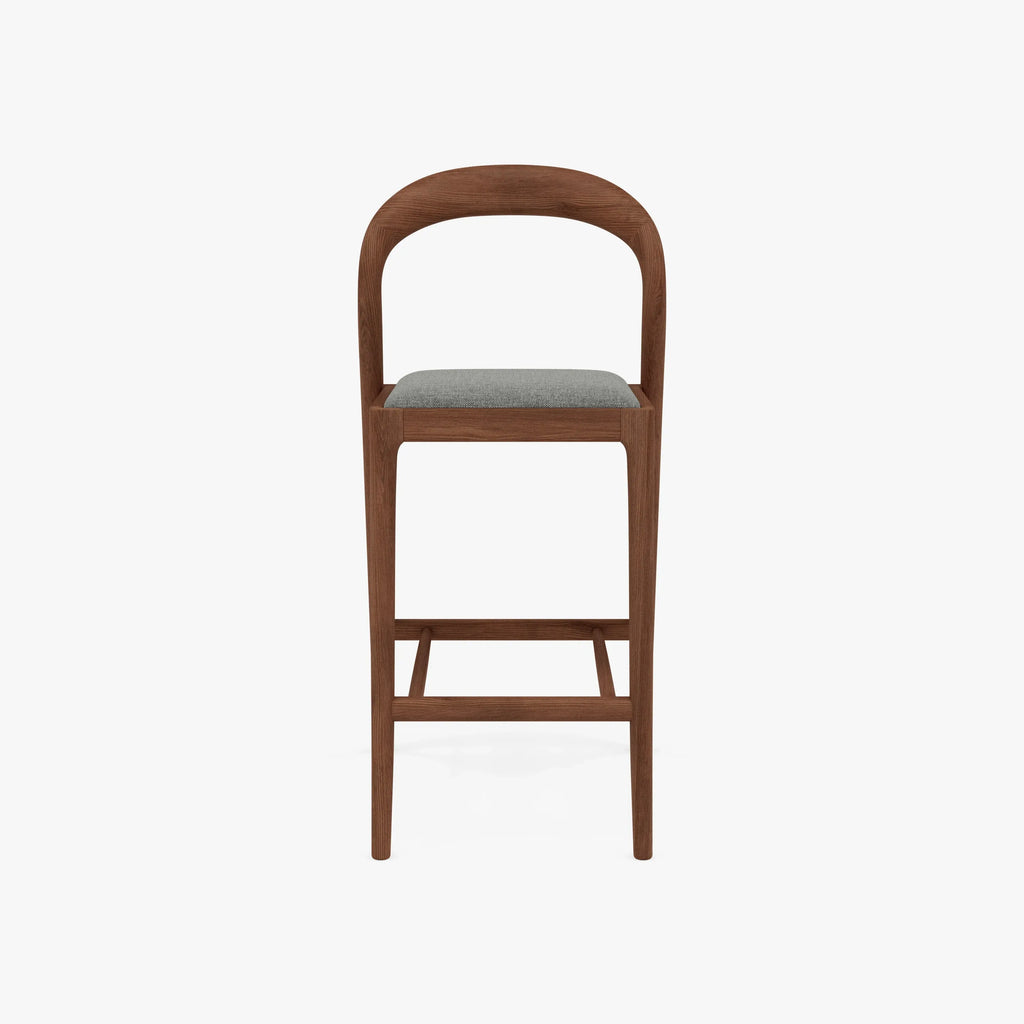 Sara Bar Stool Pewter Grey Fabric Solid American Walnut