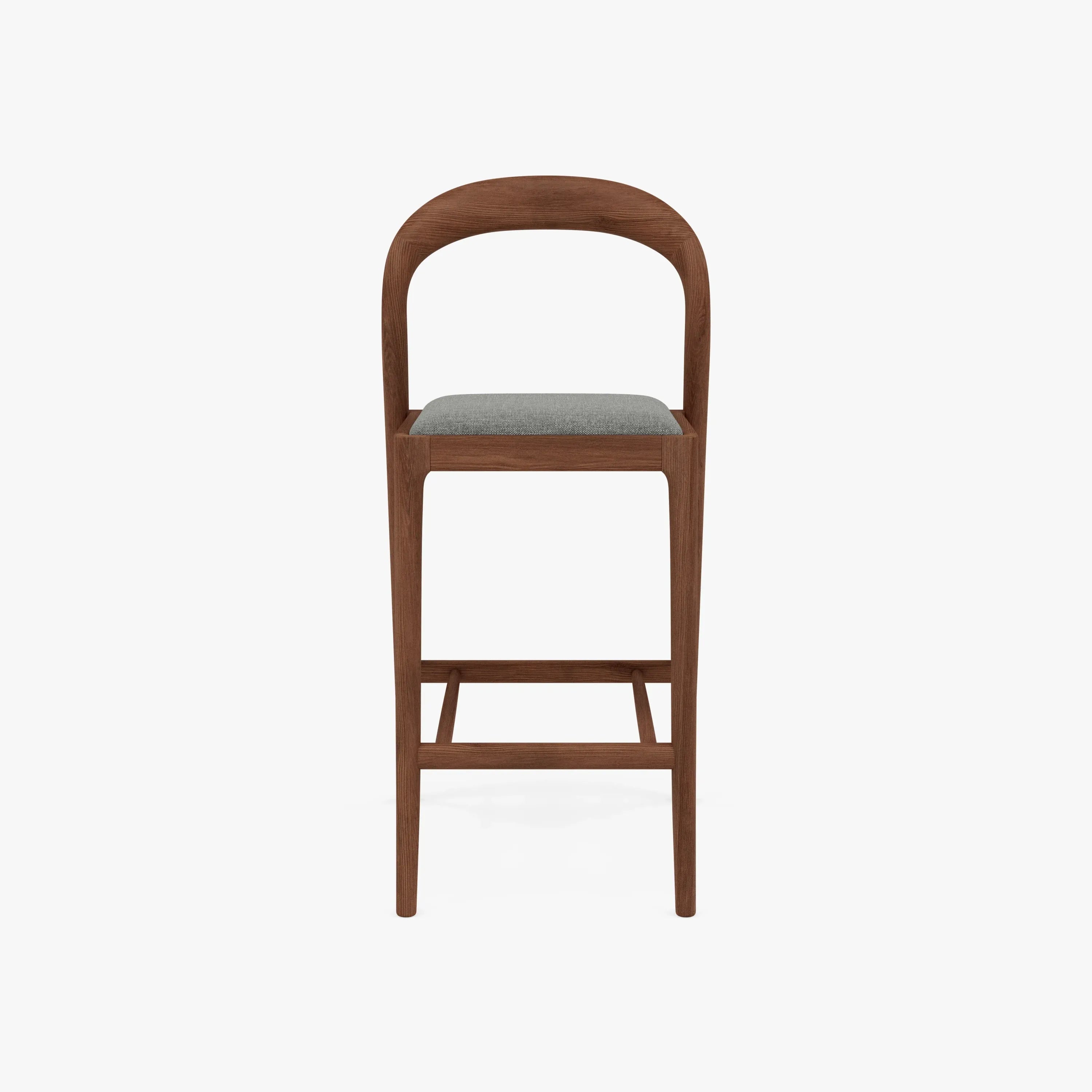 Sara Bar Stool Pewter Grey Fabric Solid American Walnut