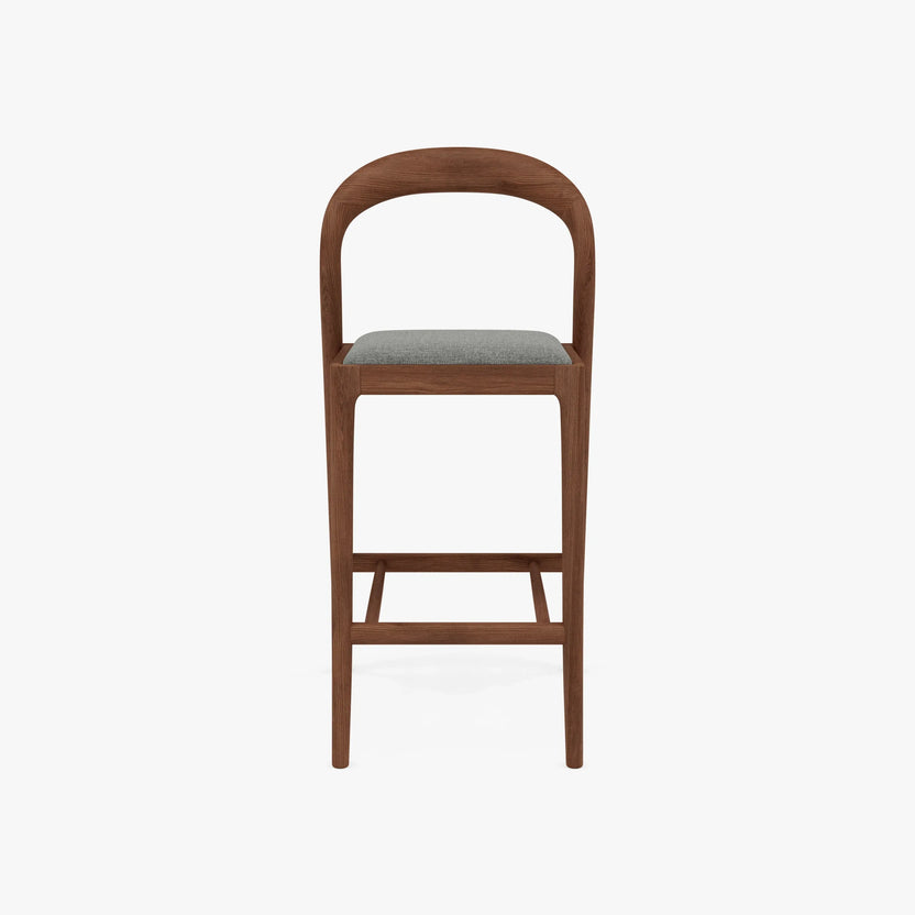 Sara Bar Stool Pewter Grey Fabric Solid American Walnut