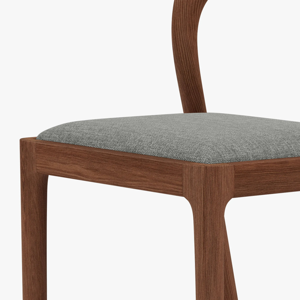 Sara Bar Stool Pewter Grey Fabric Solid American Walnut