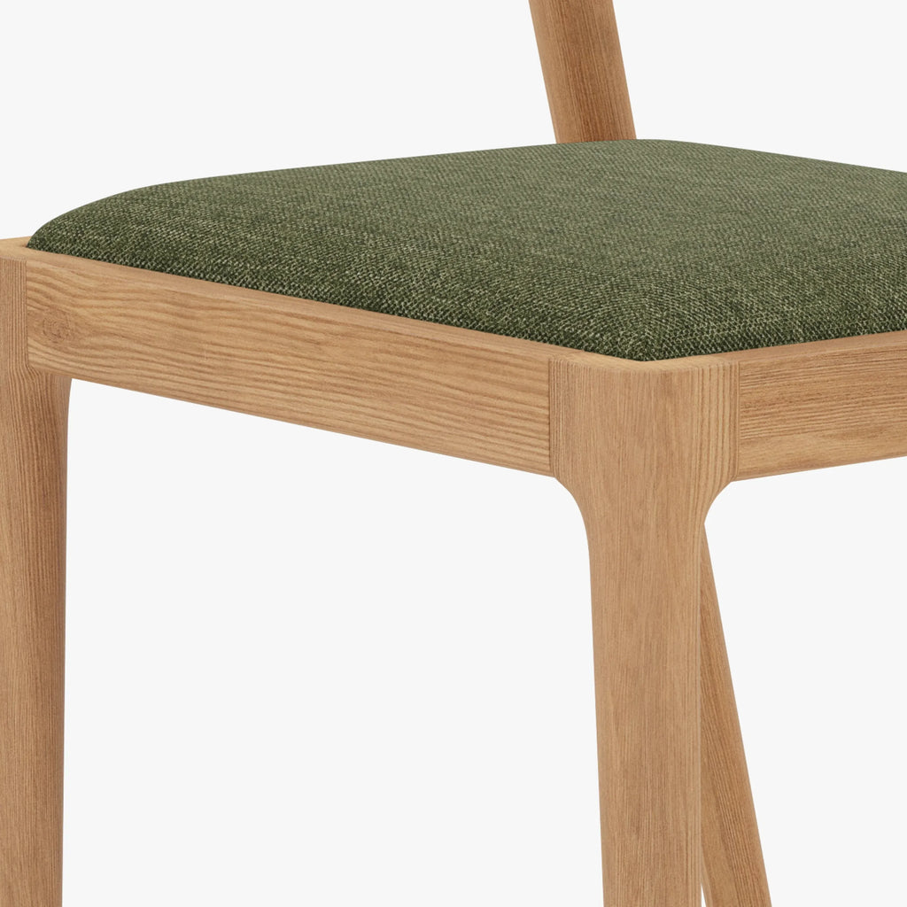 Sara Dining Chair Aloe Green Fabric Solid American Oak