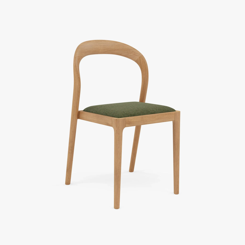Sara Dining Chair Aloe Green Fabric Solid American Oak