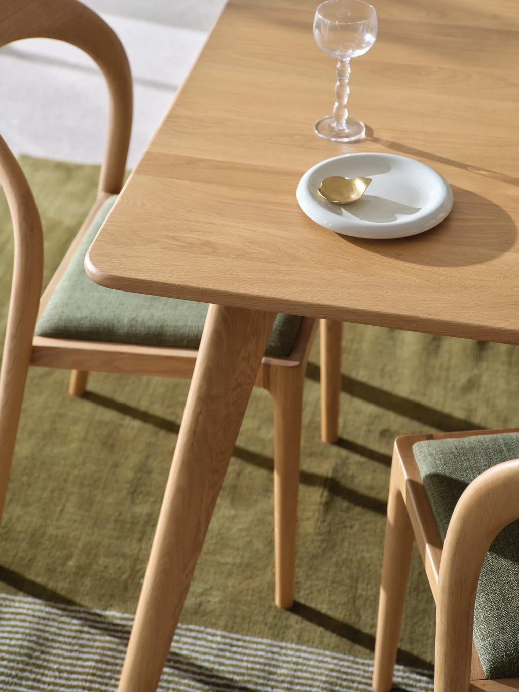 Sara Dining Chair Aloe Green Fabric Solid American Oak