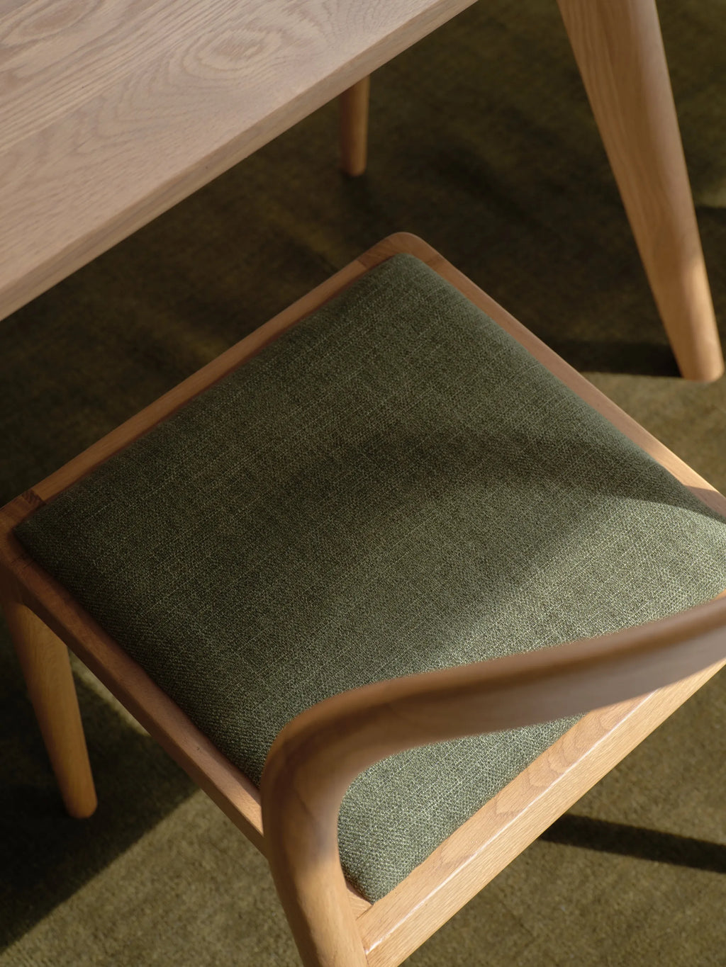 Sara Dining Chair Aloe Green Fabric Solid American Oak