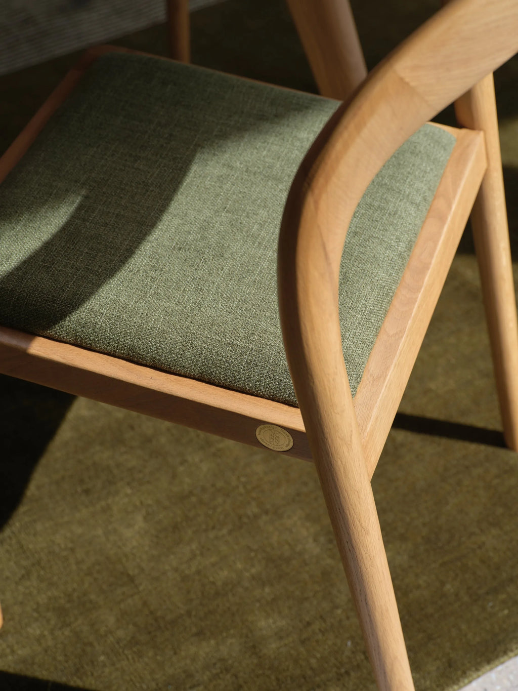 Sara Dining Chair Aloe Green Fabric Solid American Oak