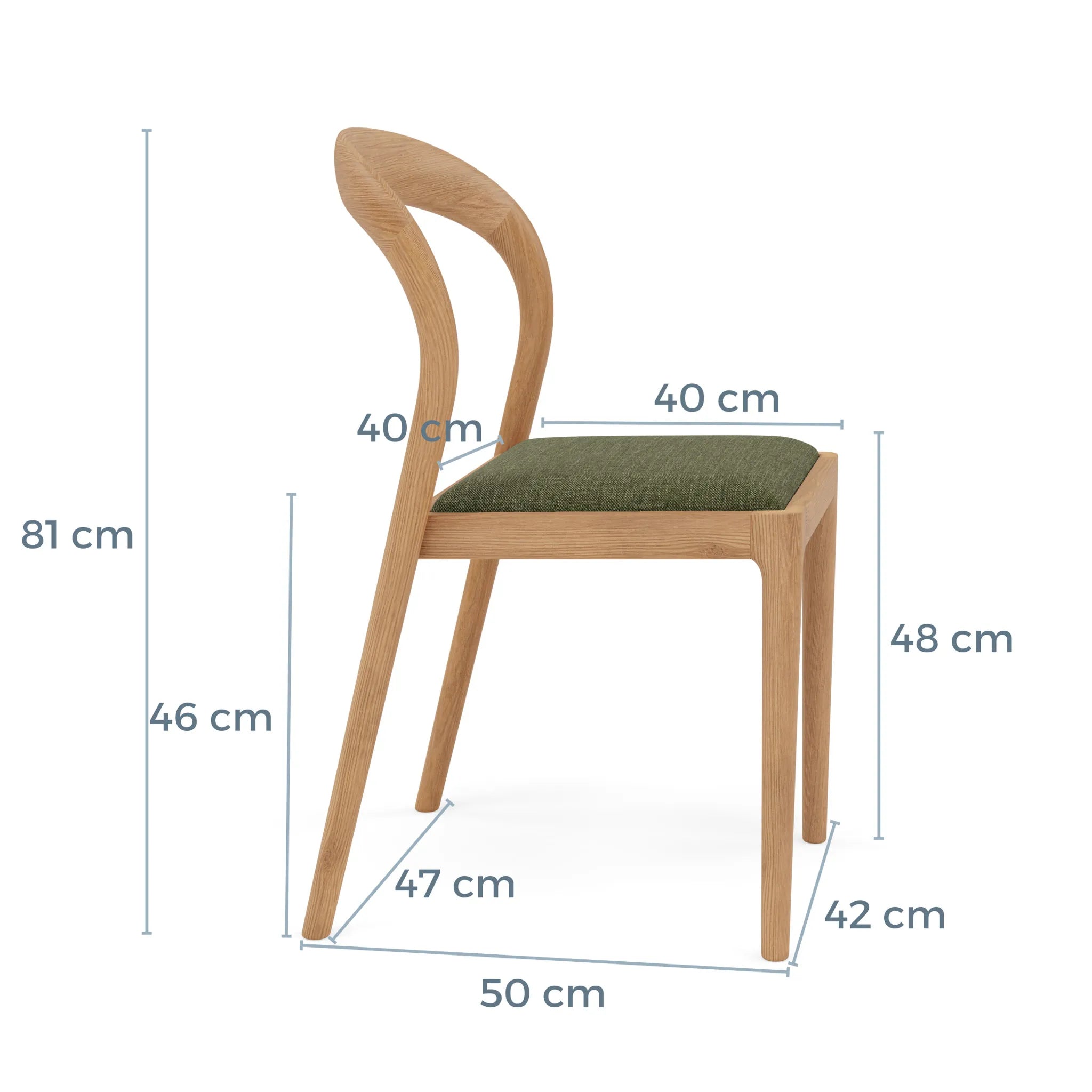 Sara Dining Chair Aloe Green Fabric Solid American Oak