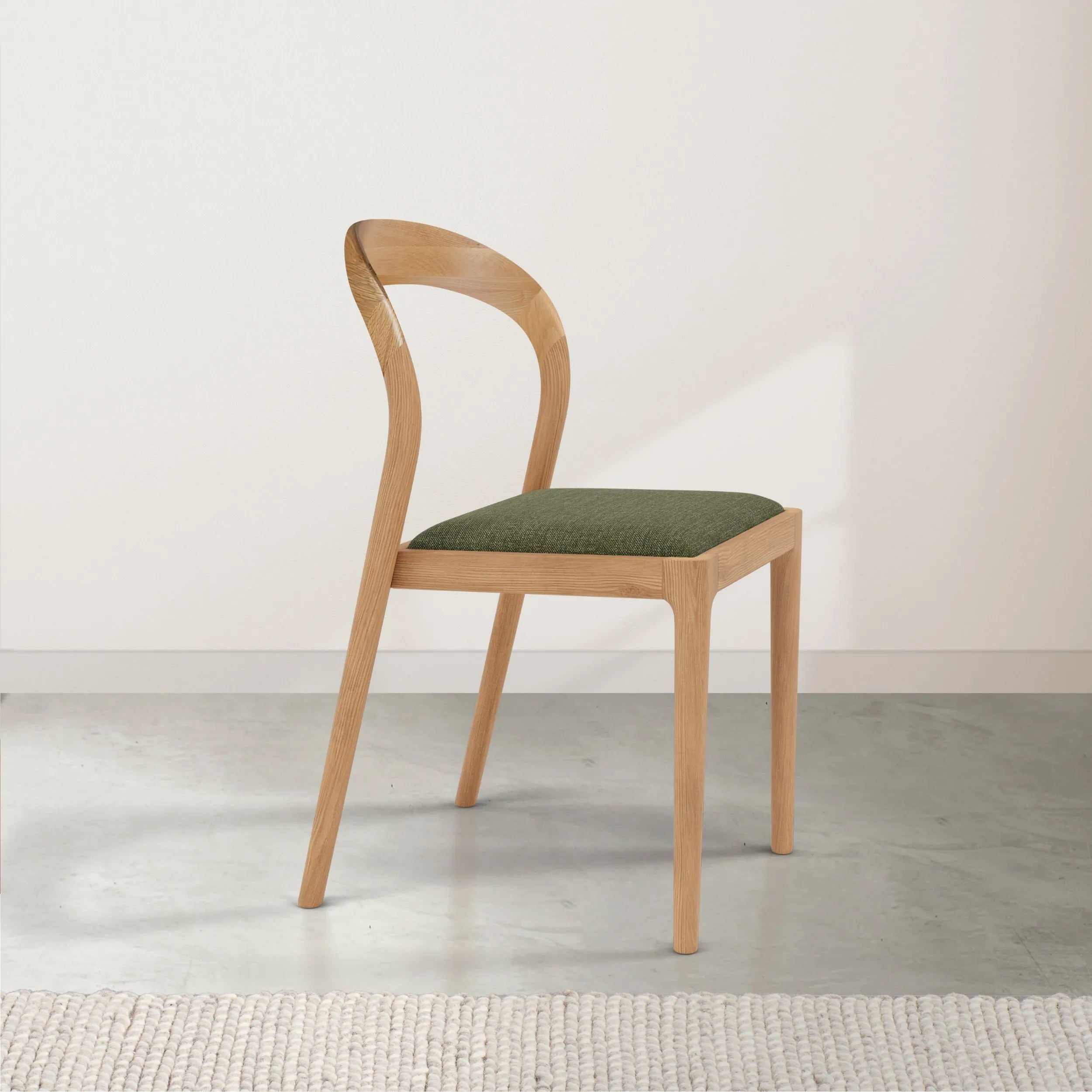 Sara Dining Chair Aloe Green Fabric Solid American Oak