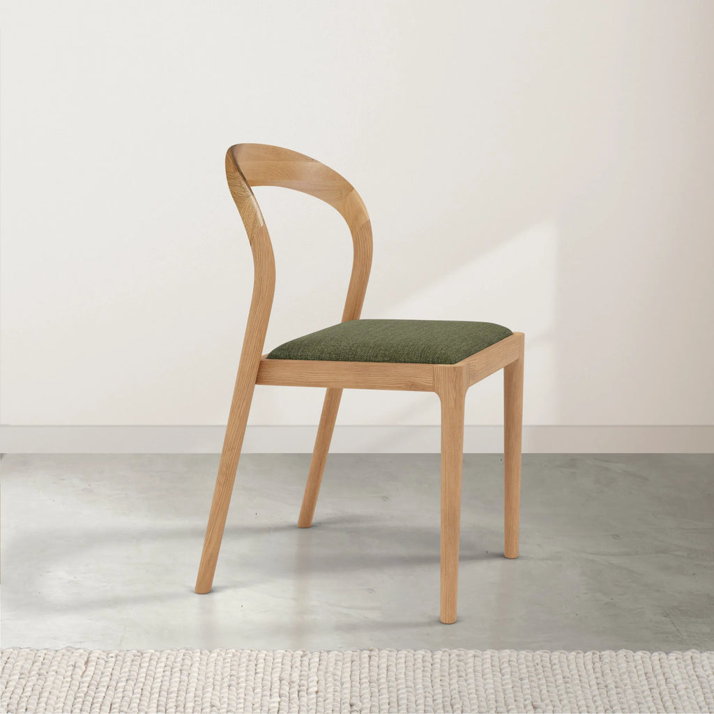 Sara Dining Chair Aloe Green Fabric Solid American Oak
