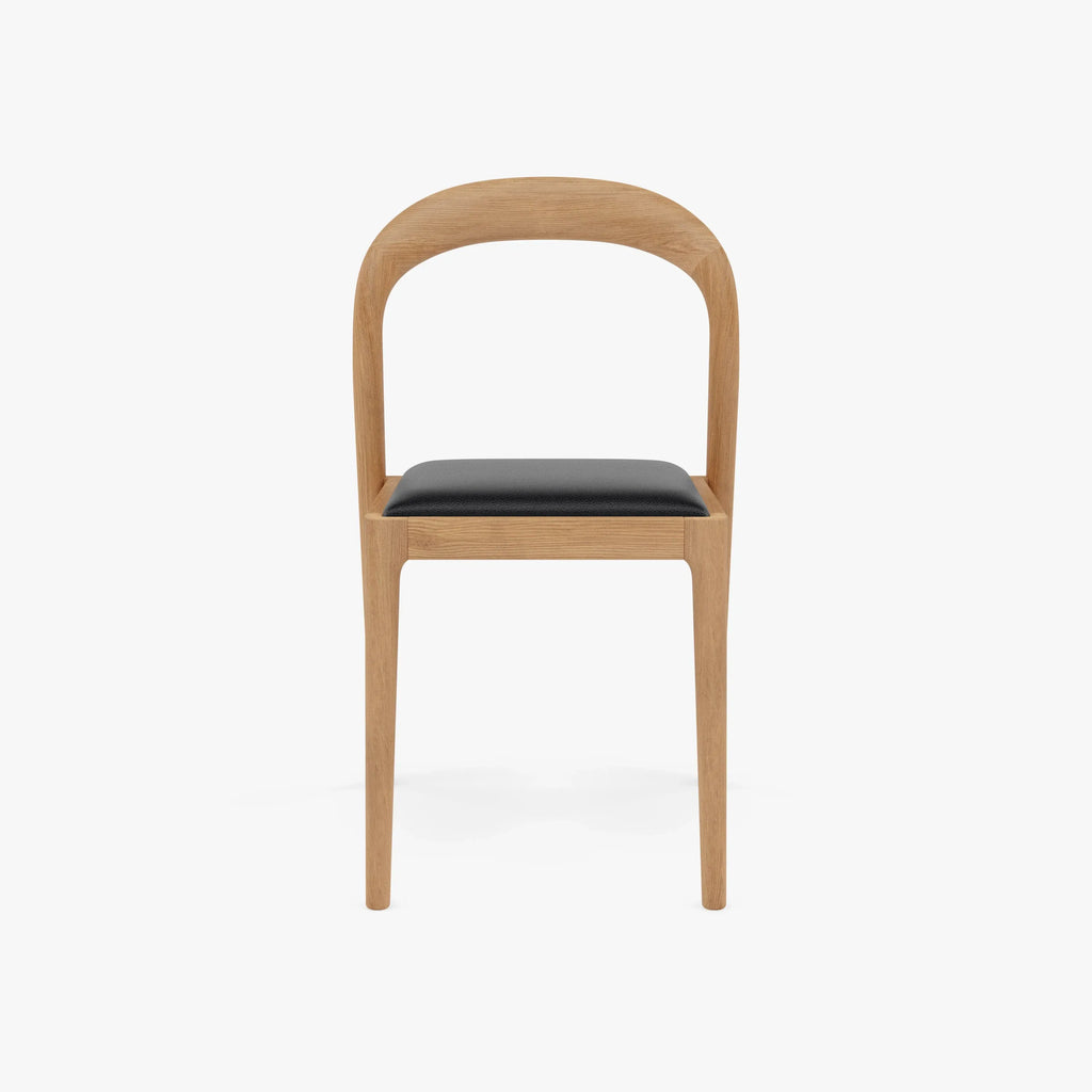 Sara Dining Chair Black Leather Solid American Oak