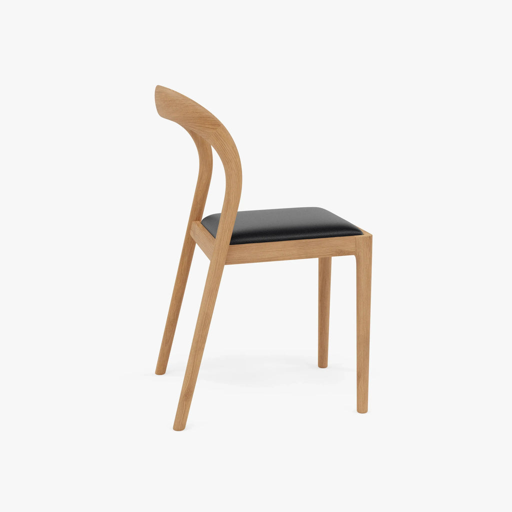 Sara Dining Chair Black Leather Solid American Oak