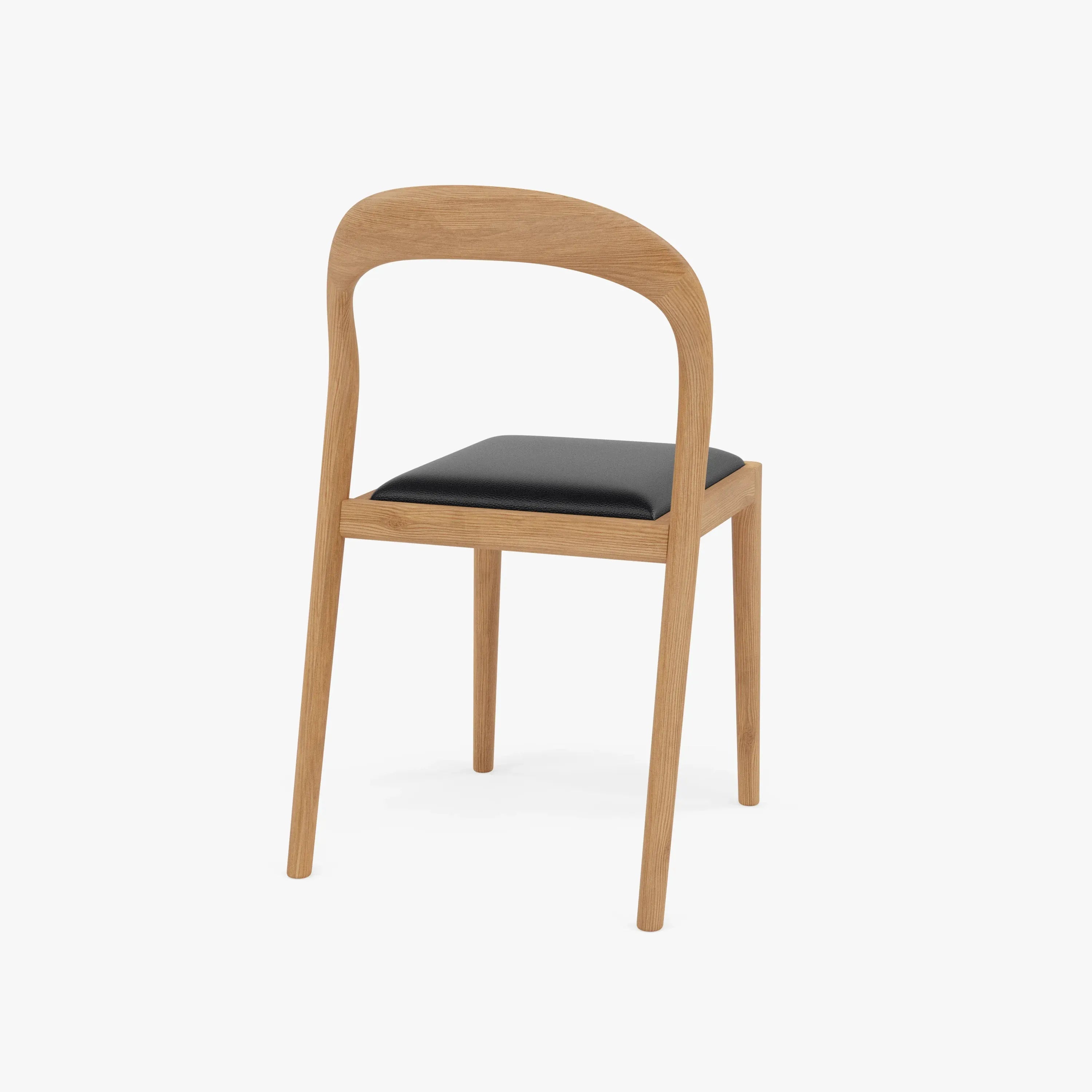 Sara Dining Chair Black Leather Solid American Oak