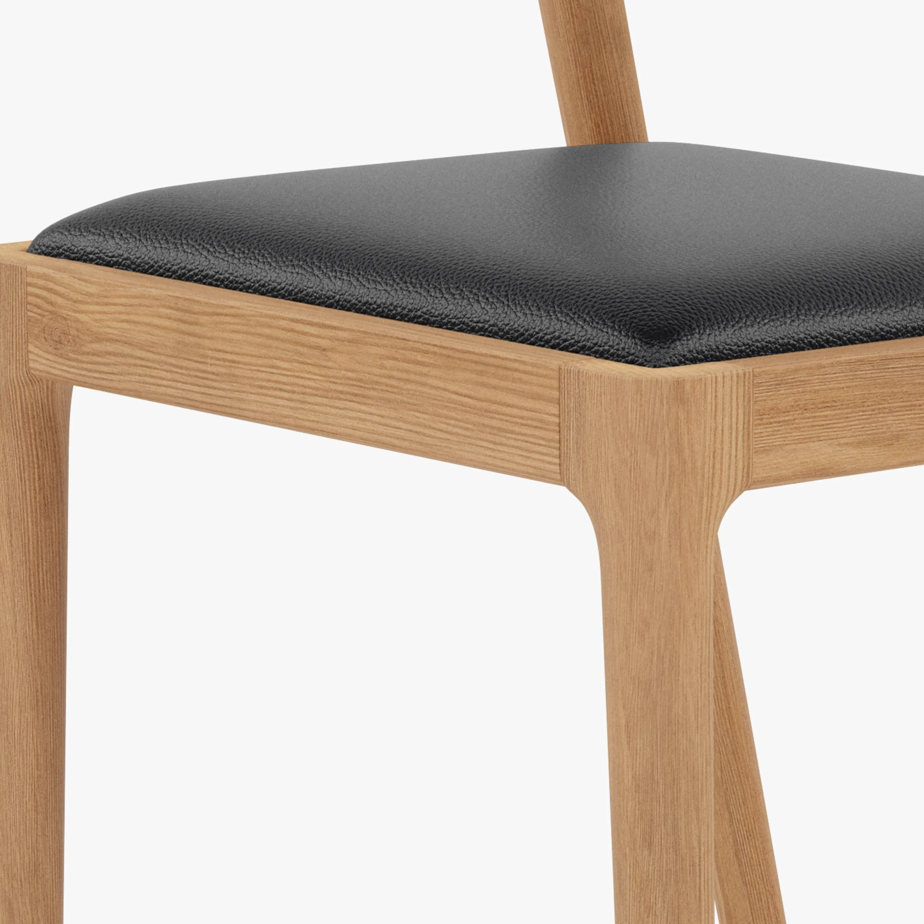 Sara Dining Chair Black Leather Solid American Oak