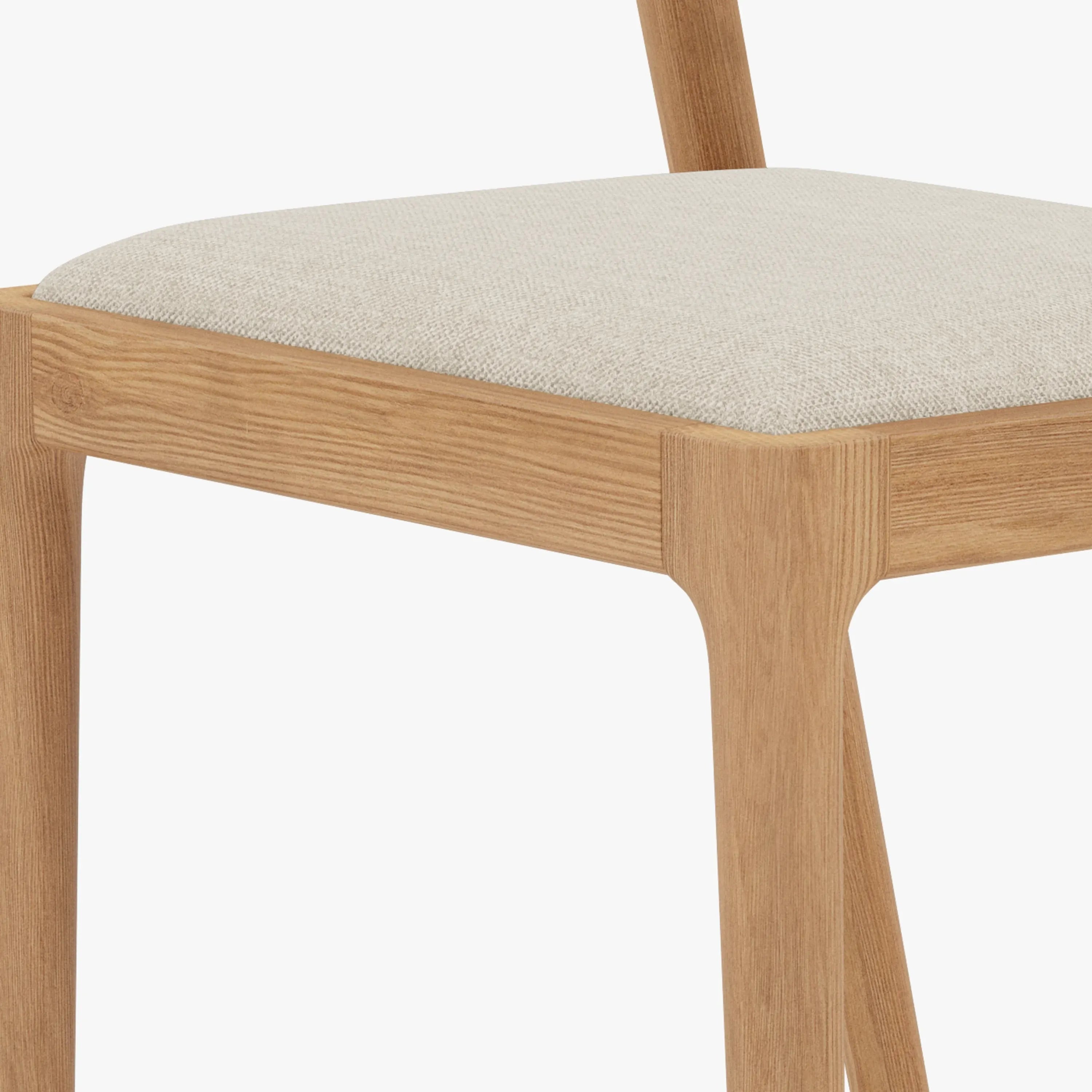 Sara Dining Chair Oatmeal Beige Fabric Solid American Oak